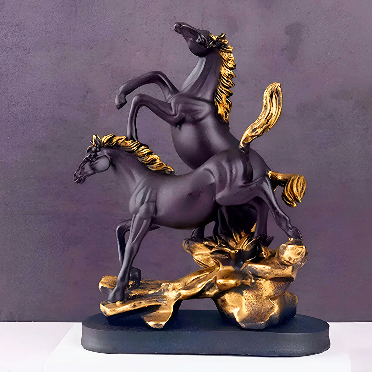 AM5929 Standing On Mountain Horse Showpiece, Double Horse Showpiece for Home, Table, Office - Image 2