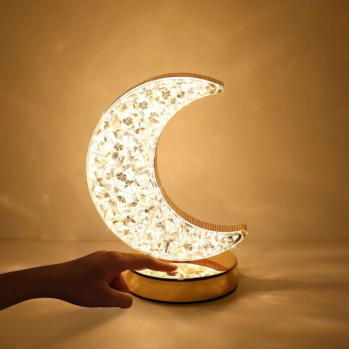 AM5942 Crystal Moon LED Table Lamp with USB Cable - Sensor 3 Color Modes - Image 2