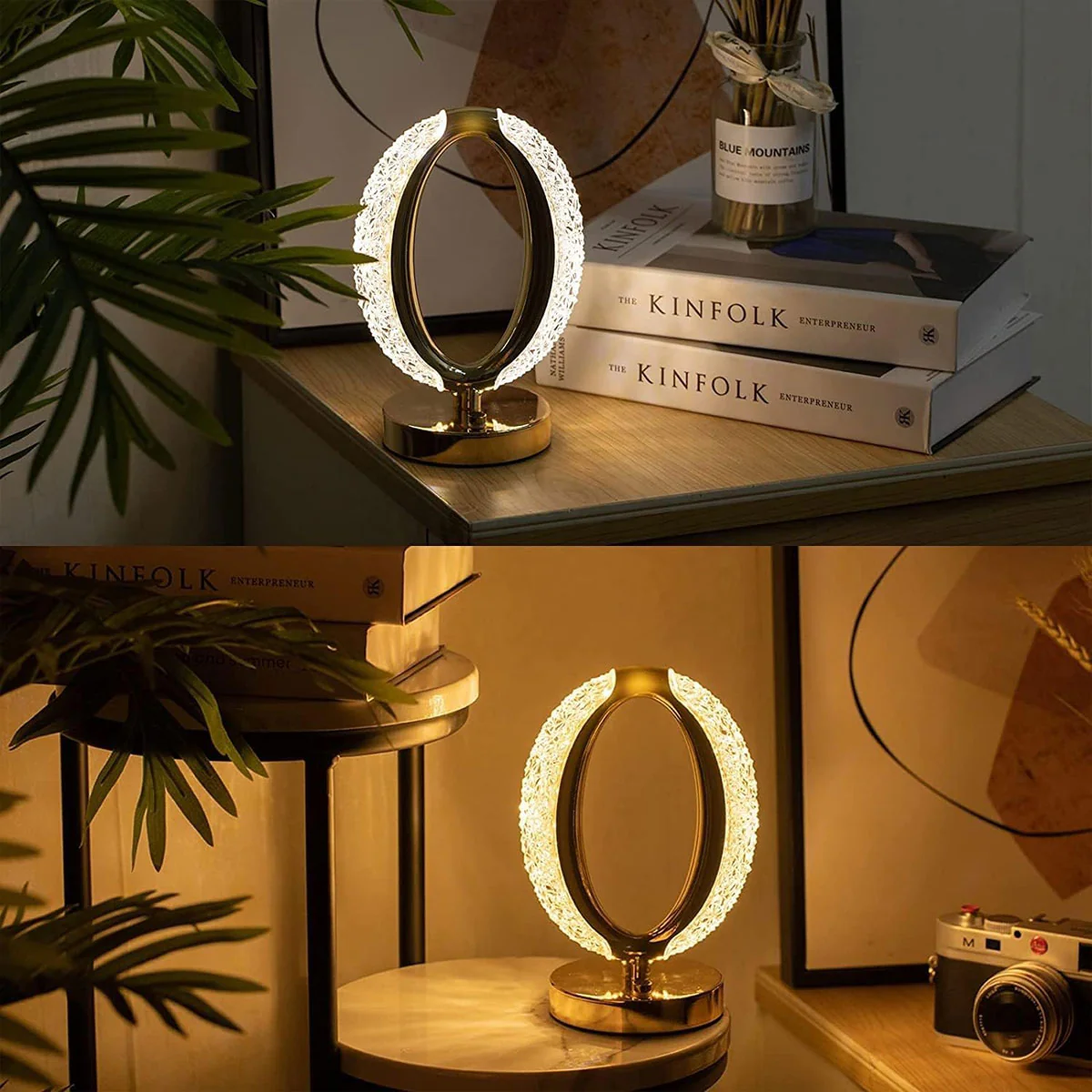 AM5943 Crystal Oval Shape LED Table Lamp with USB Cable - Sensor 3 Color Modes - Image 2