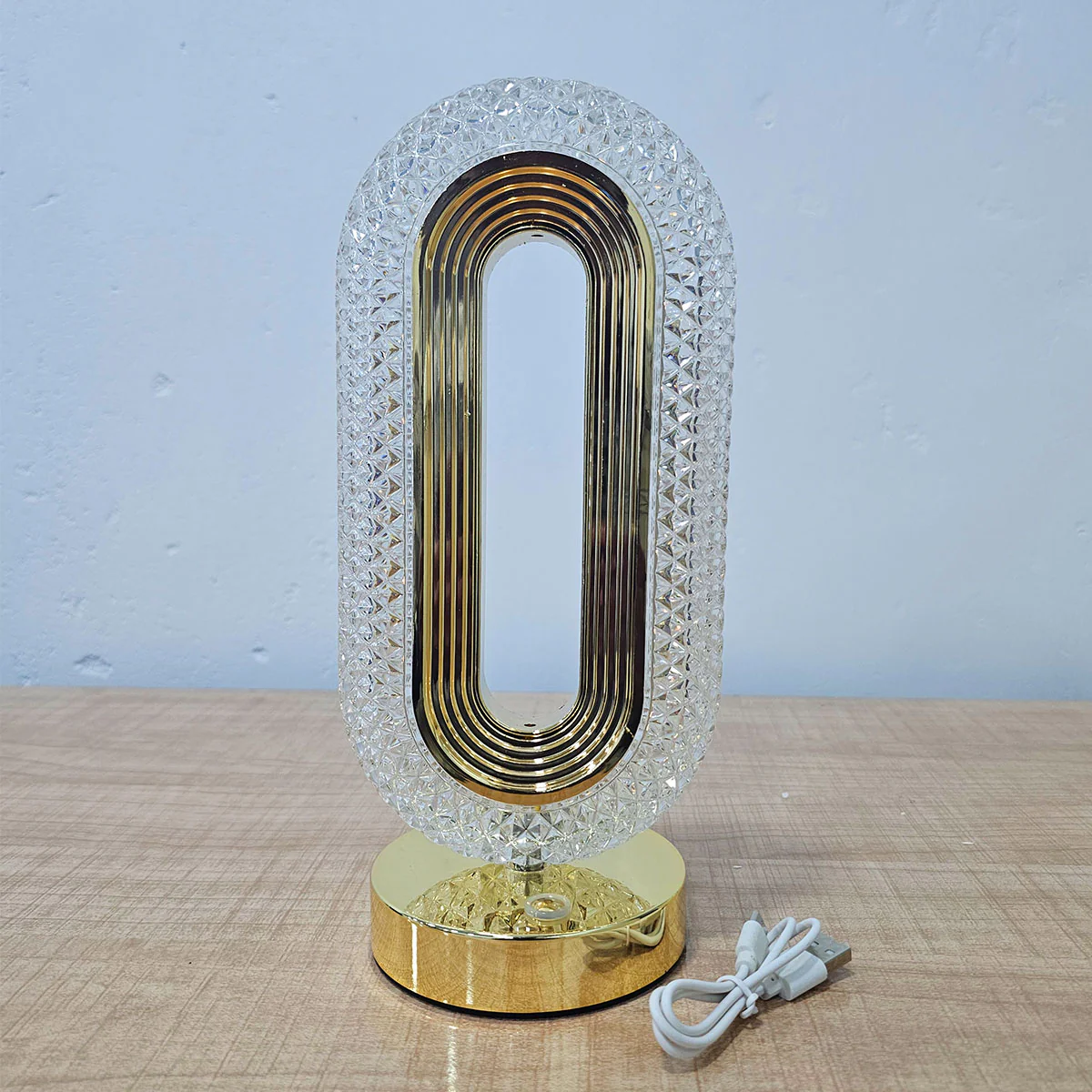 AM5944 Crystal Rounded Pill LED Table Lamp with USB Cable - Sensor 3 Color Modes - Image 4