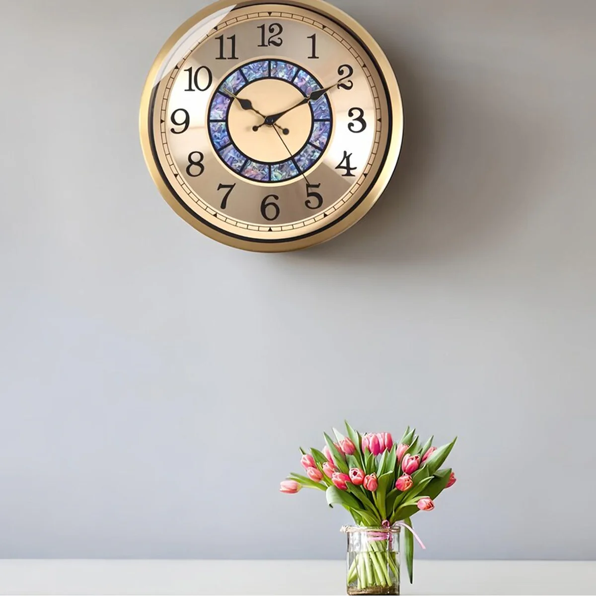 AM5946 Aesthetic Brass Silent Gold Decorative Wall Clock - Image 2
