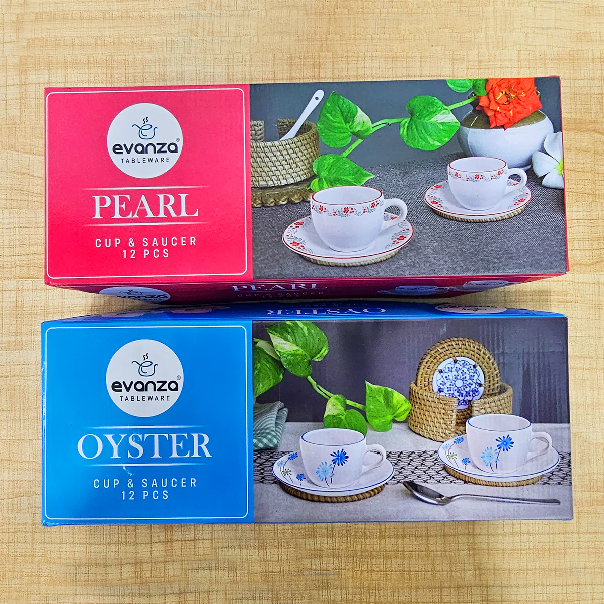 AM6002 Evanza Tableware Pearl & Oyster Cup & Saucer Set of 12 Pc - Image 4