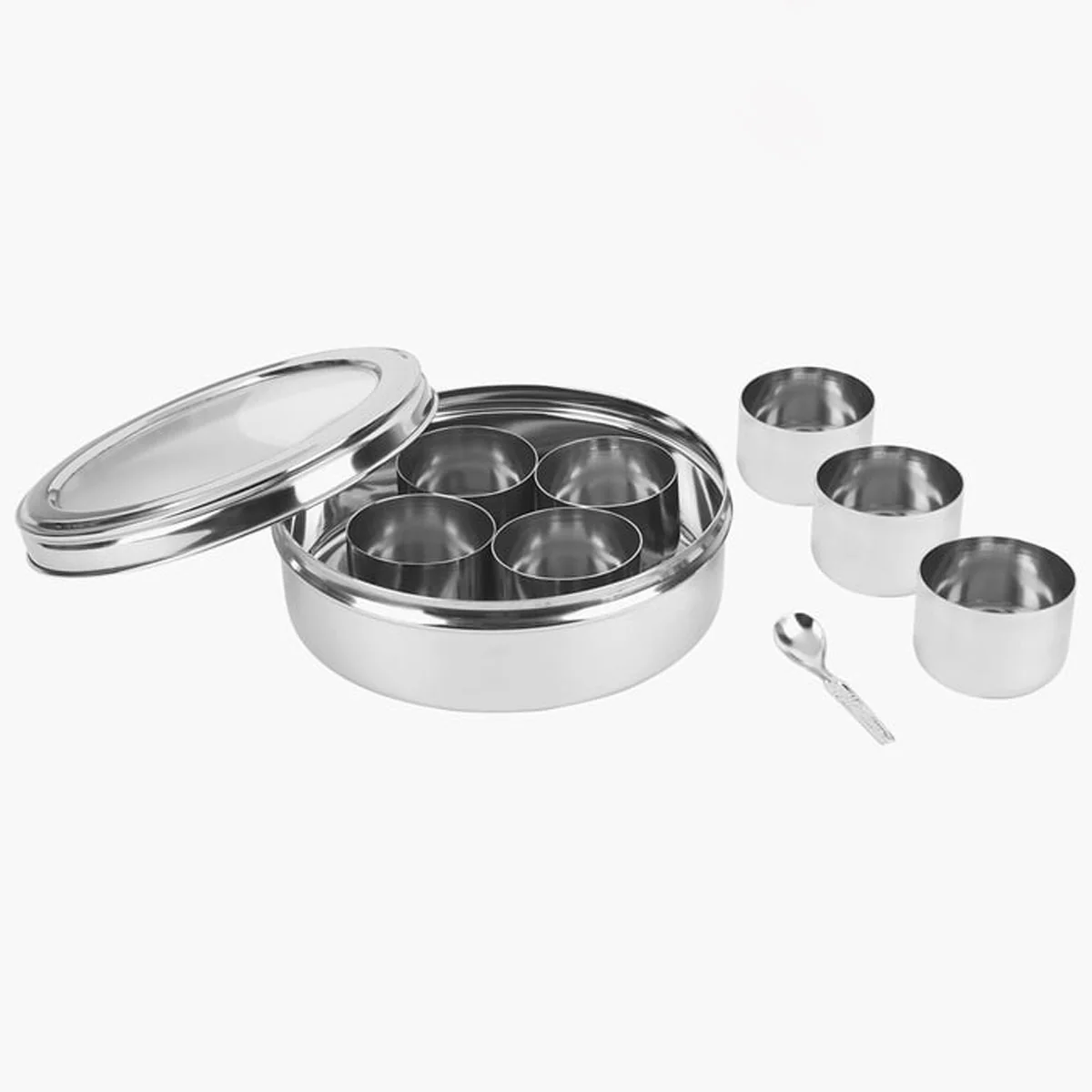 AM6005 Stainless Steel Spice Box with Glass Lid & Spoon – 7 Spice Containers - Image 5