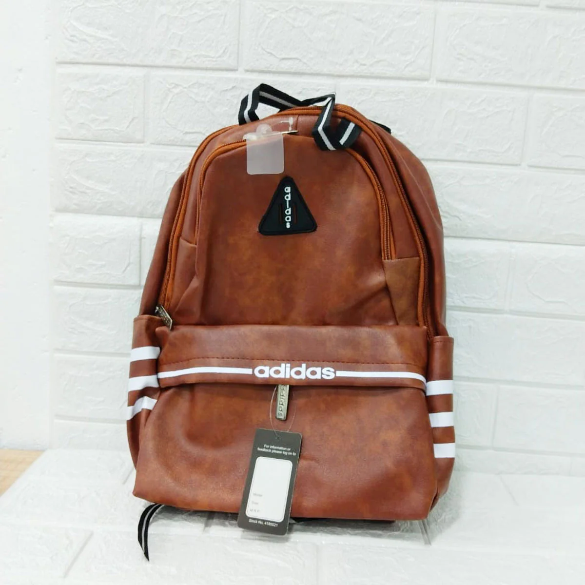 AM6121 Adidas Mini Leather Backpack ā Brown (Premium Look, Compact Size)