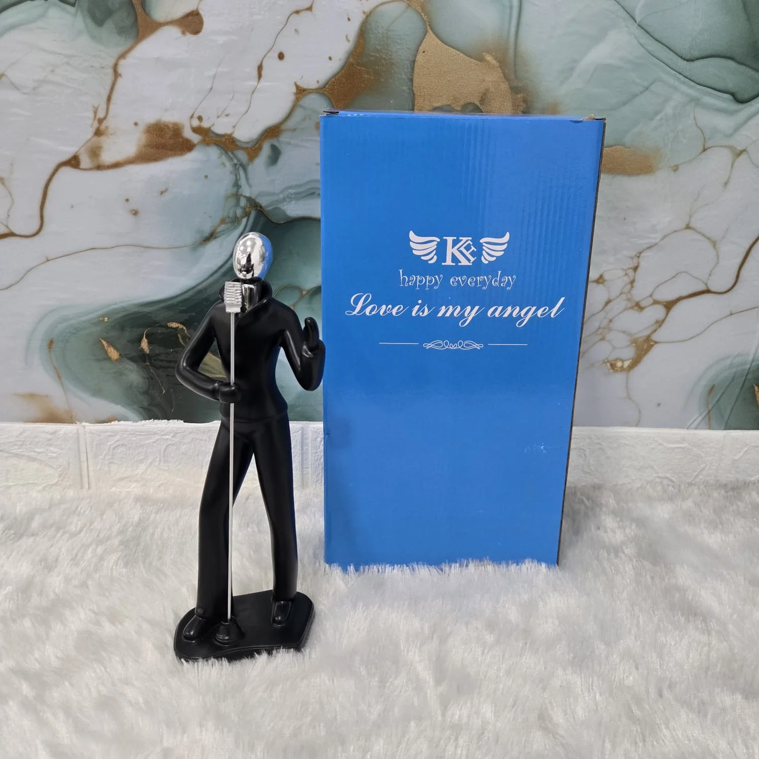 AM6133 Modern MicMan Singer Figurine Showpiece – White & Silver Decorative Idol - Image 11