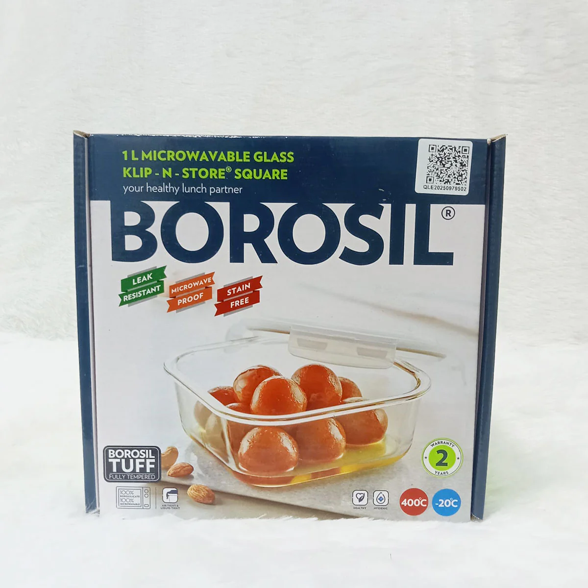 AM6195 Borosil Klip N Store Square Glass Container - 1 Ltr with Air Tight Lid - Image 2