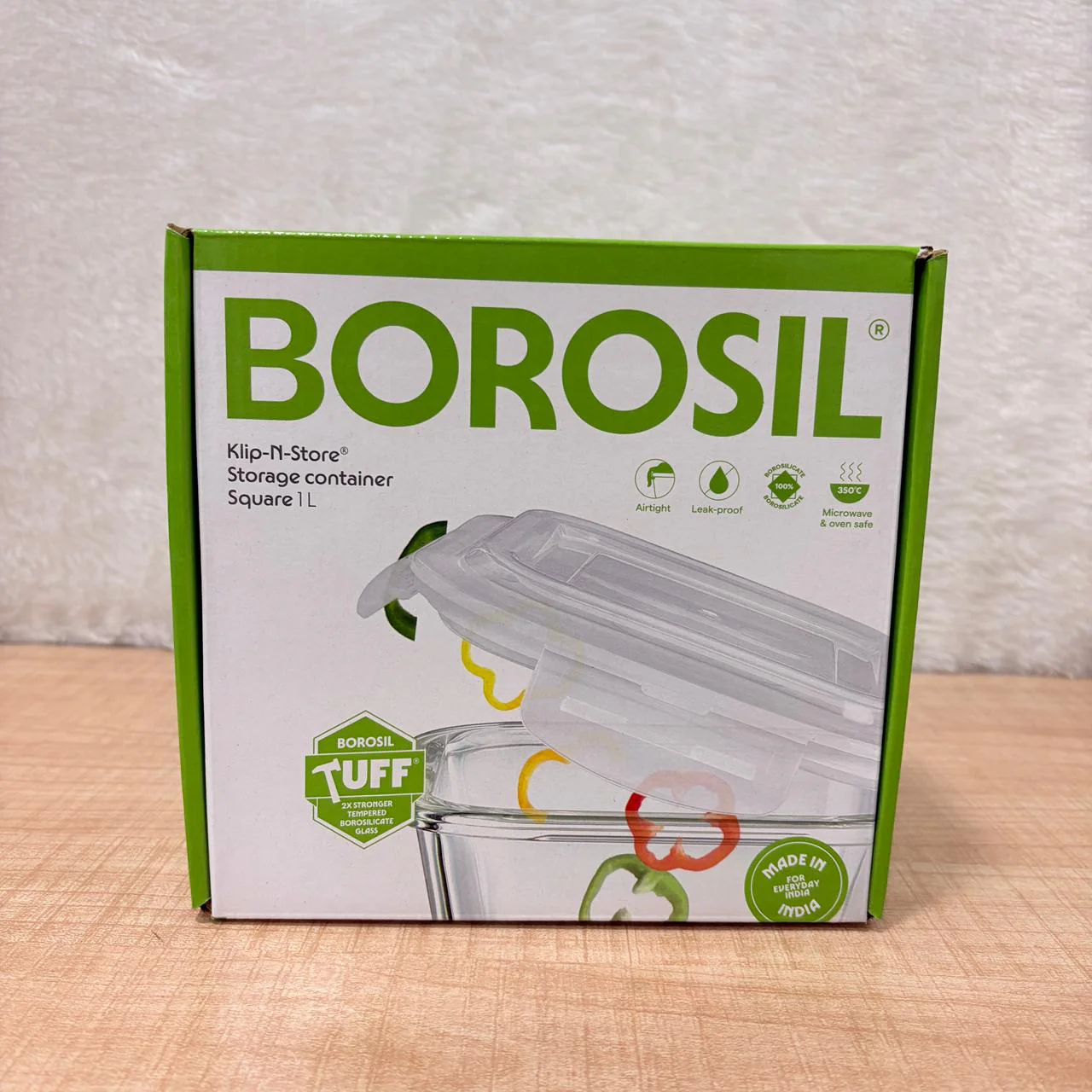 AM6195 Borosil Klip N Store Square Glass Container - 1 Ltr with Air Tight Lid - Image 7