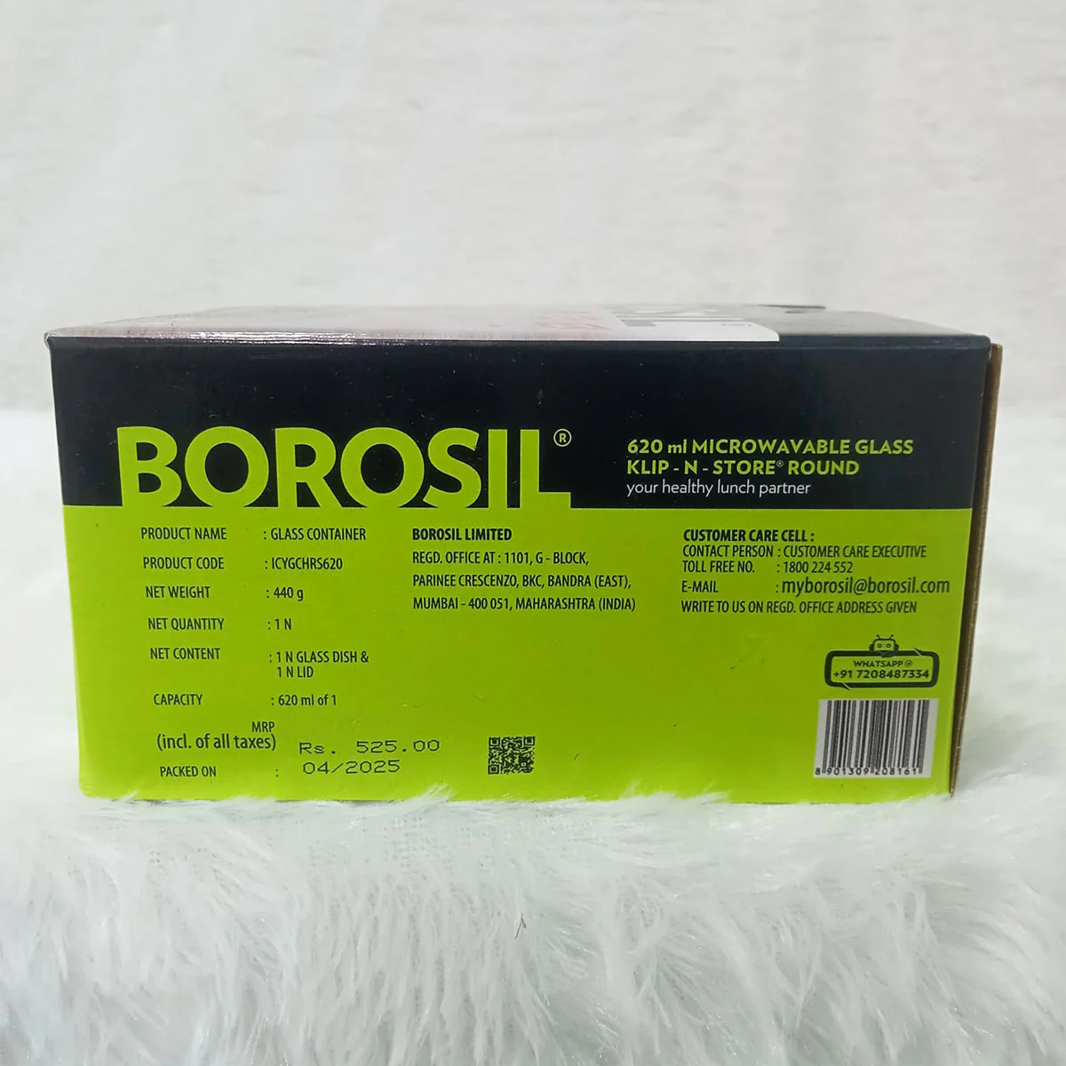AM6196 Borosil Klip N Store Round Glass Container - 620 ml with Air Tight Lid - Image 5