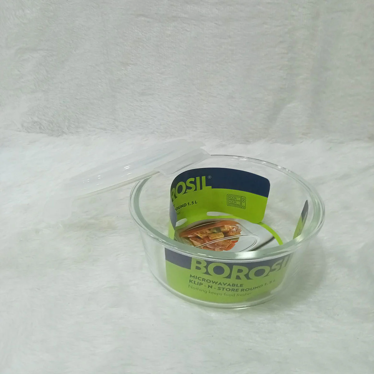 AM6198 Borosil Klip N Store Round Glass Container - 1.5 Ltr with Air Tight Lid - Image 3