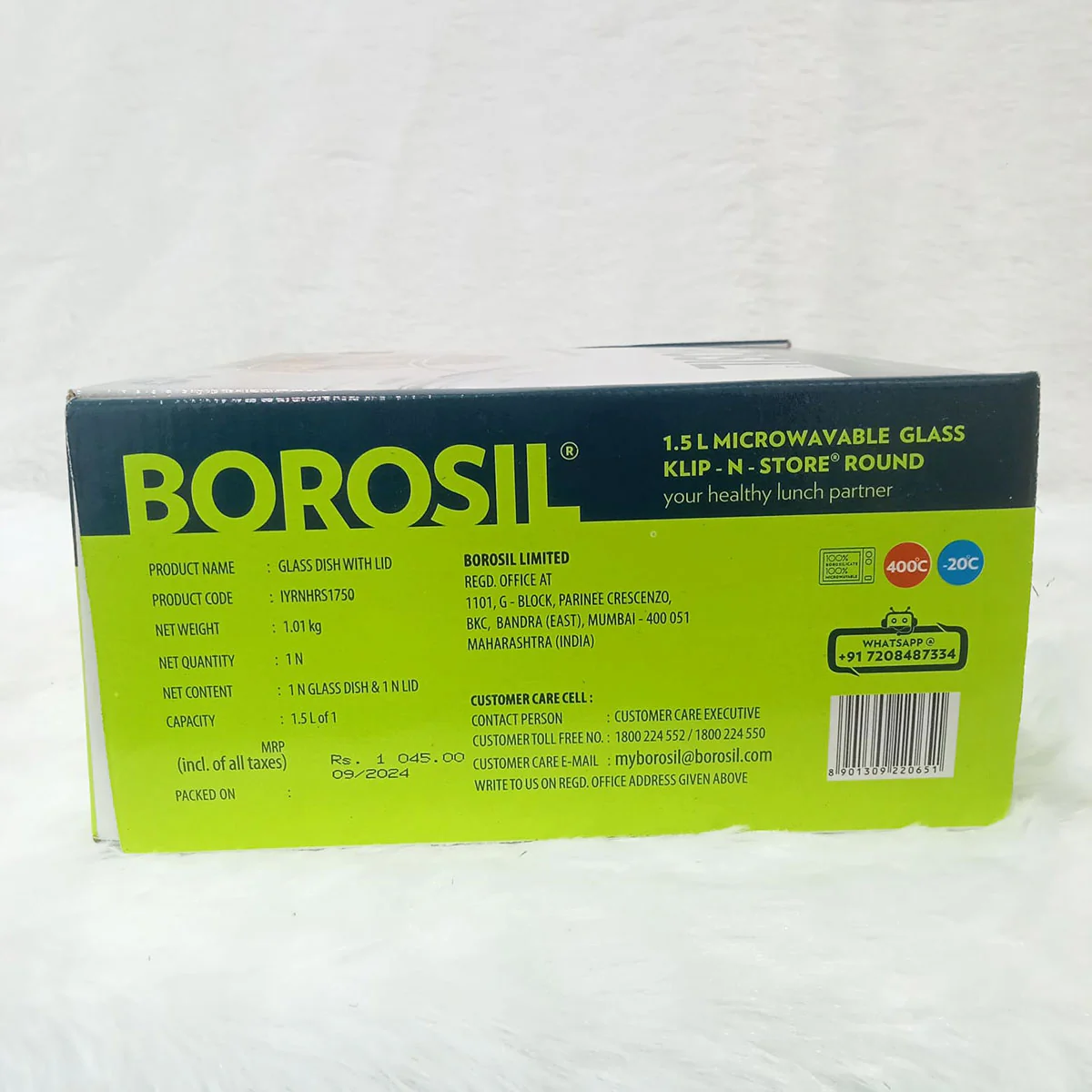 AM6198 Borosil Klip N Store Round Glass Container - 1.5 Ltr with Air Tight Lid - Image 5