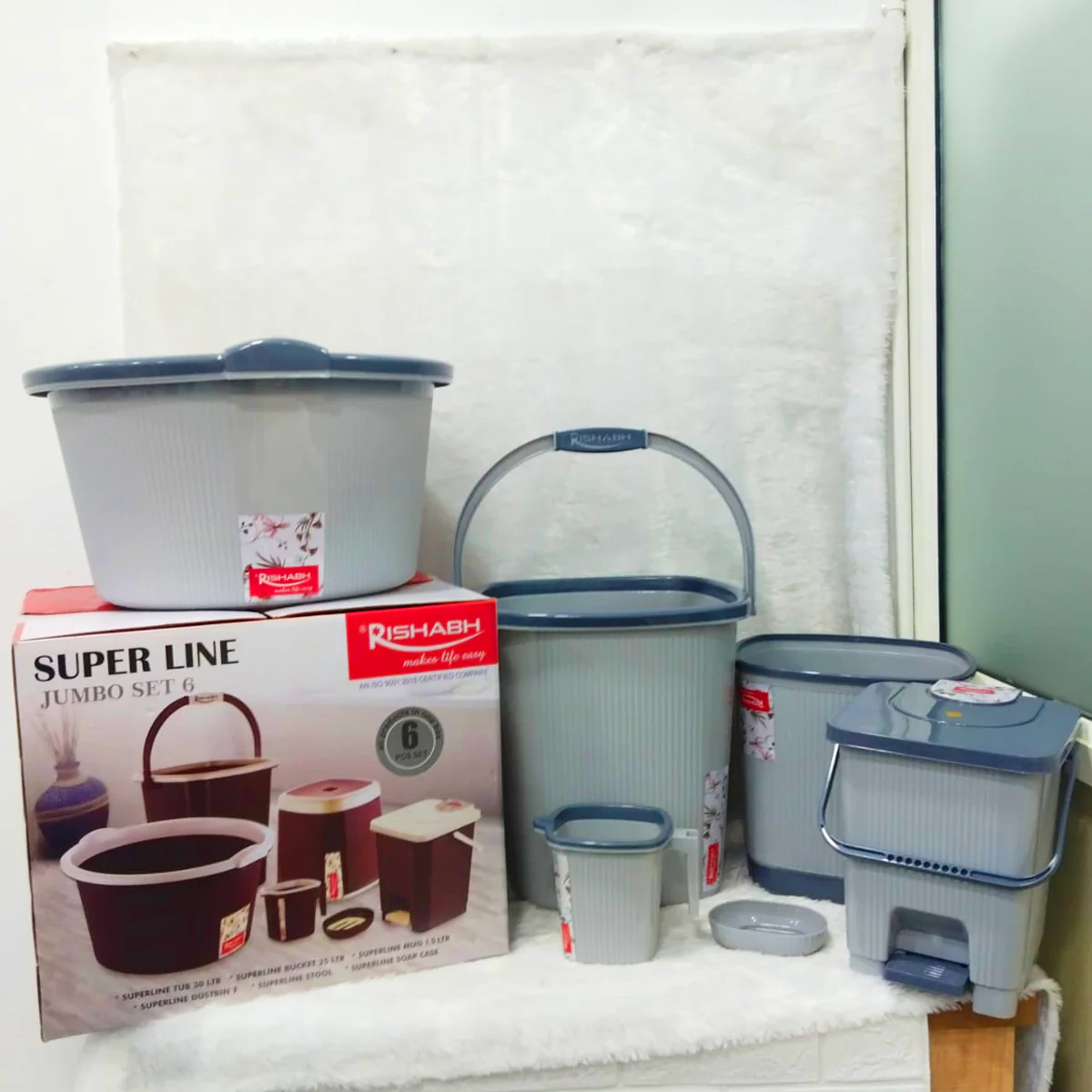 AM6226 Rishabh Super Line Jumbo Set 6 β Premium Bathroom Utility Kit - Image 2