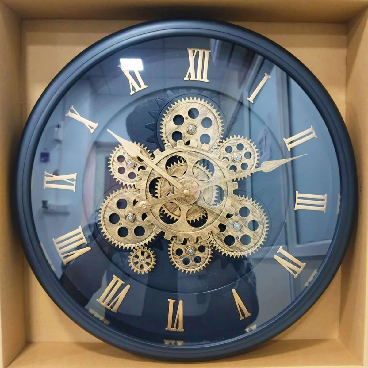 AM6250 Vintage Oversized Modern Rustic Black Wall Clock with Moving Gears Steampunk Clocks - Image 4