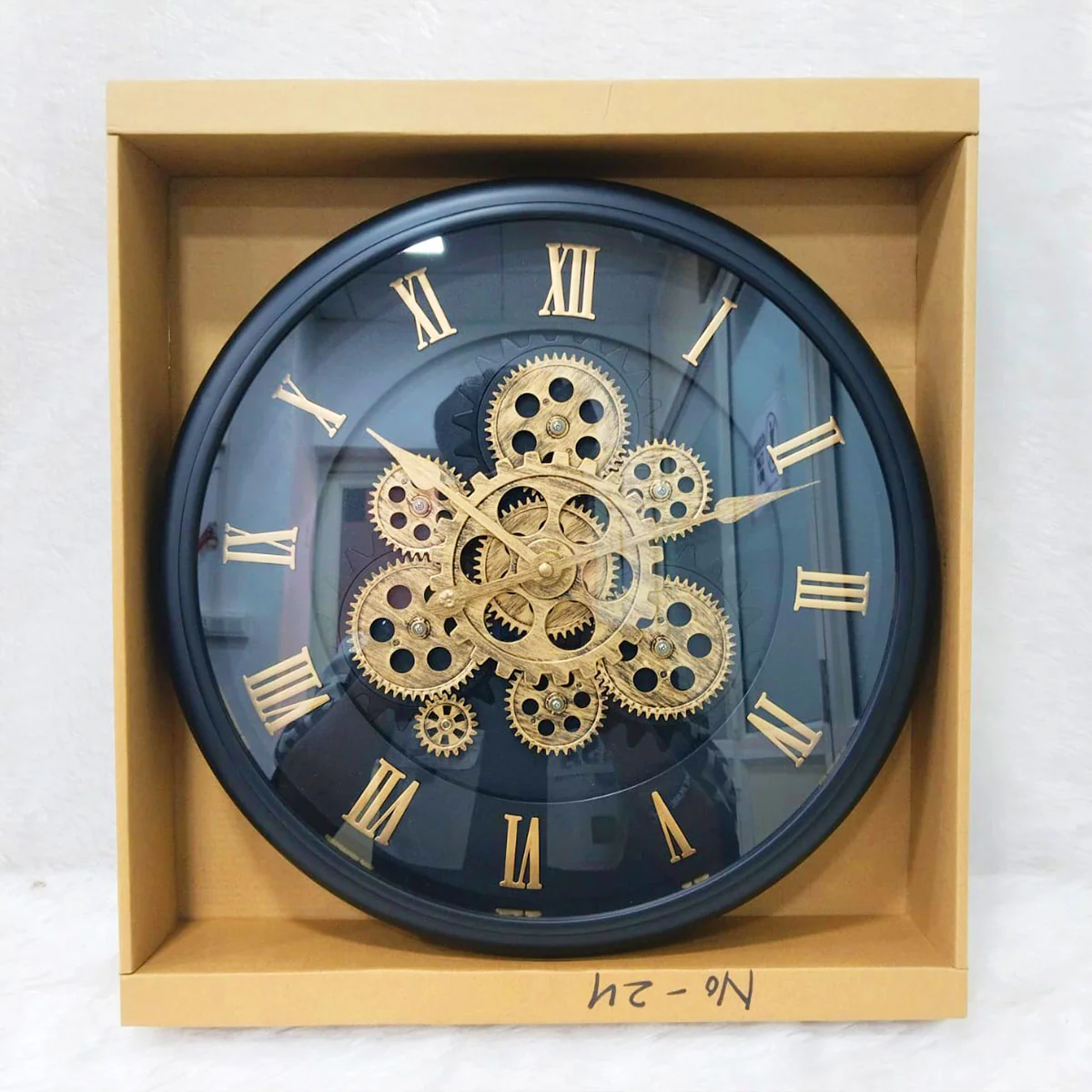 AM6250 Vintage Oversized Modern Rustic Black Wall Clock with Moving Gears Steampunk Clocks - Image 5
