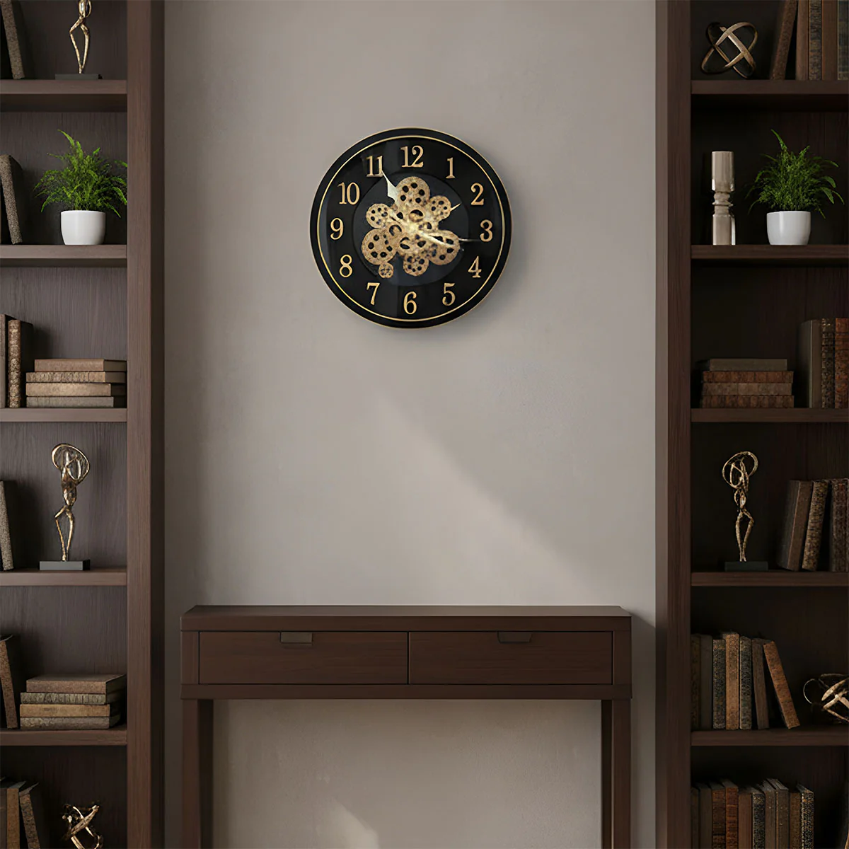 AM6253 Glam Black & Gold Industrial Gear Wall Clock - Image 2