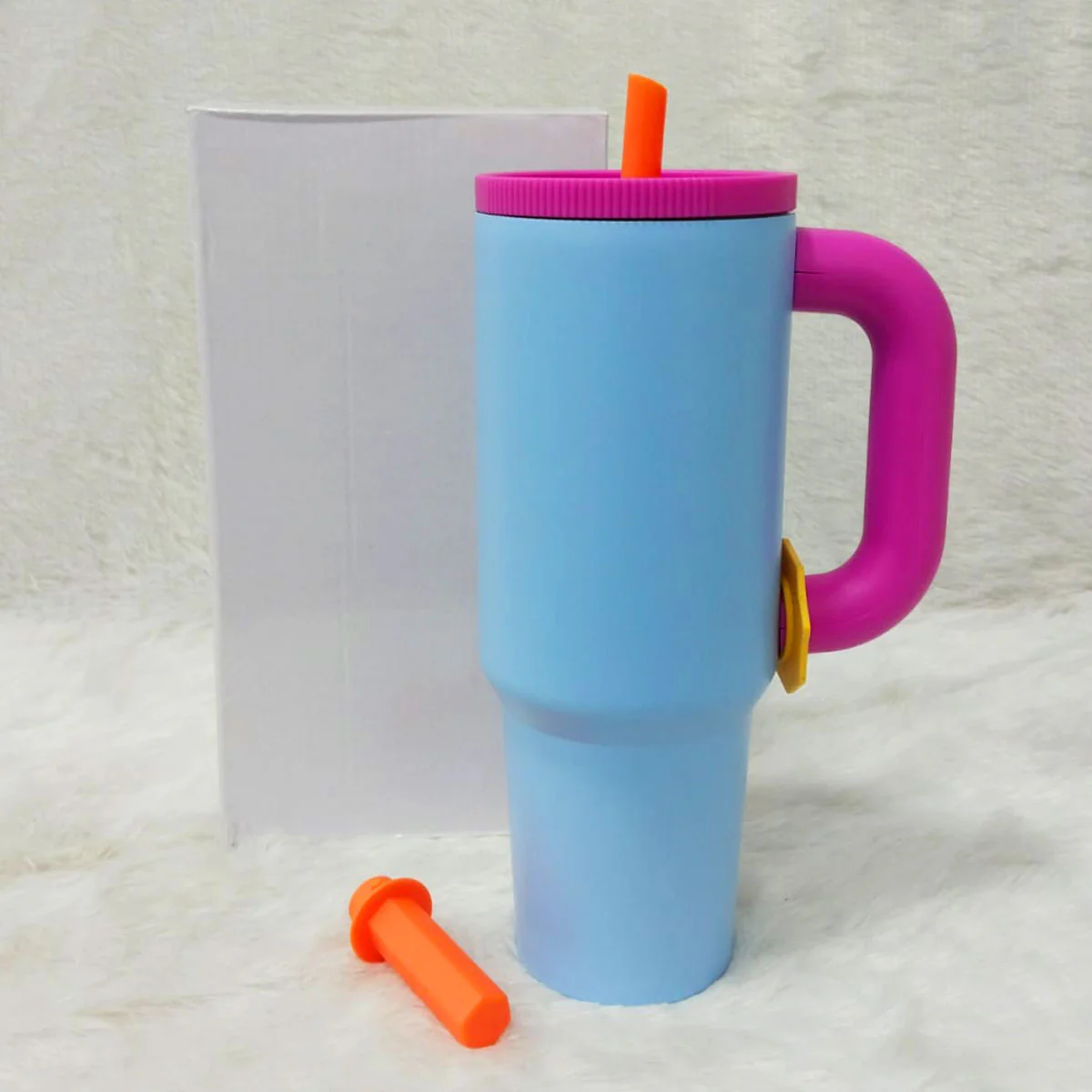 AM6257 Colorful Insulated Tumbler with Handle & Straw – Hot & Cold Travel Mug - Image 4