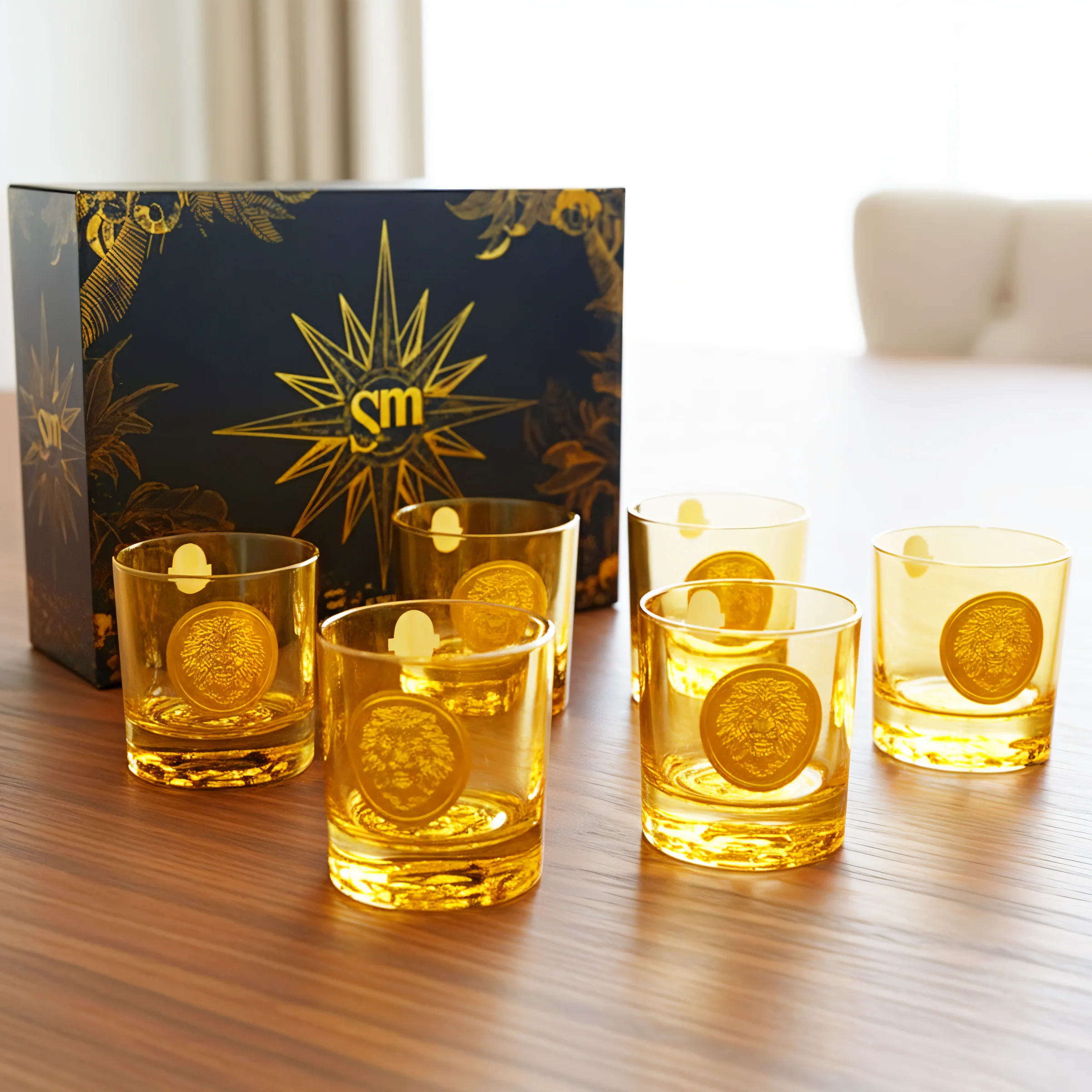 AM6274 Golden Lion Glass 6 pcs (Each 360ml) - Premium Luxury Drinkware - Image 2
