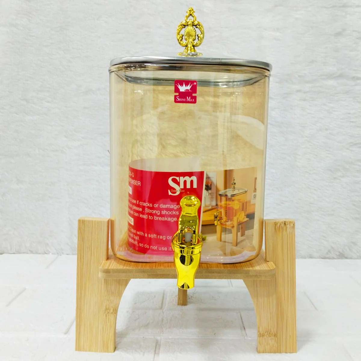 AM6276 High Borosilicate Glass Beverage Dispenser with Wooden Stand 4200 ml β 1 Piece Set - Image 3