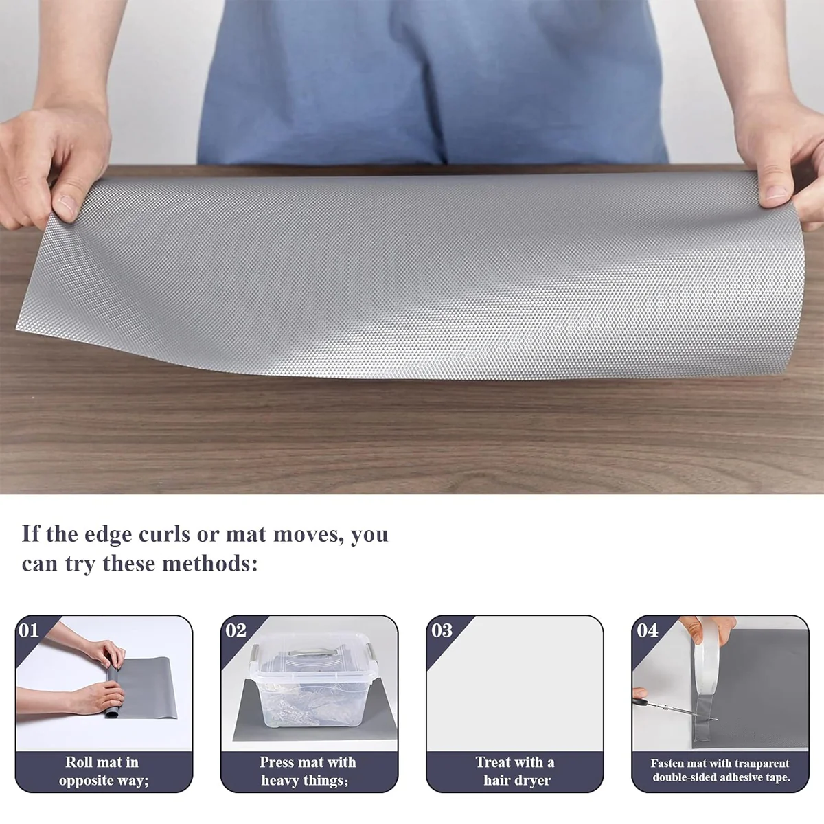 AM6348 Anti Slip Mat for Fridge, Kitchen Drawer mat (Grey) 45x500 cm - Image 6