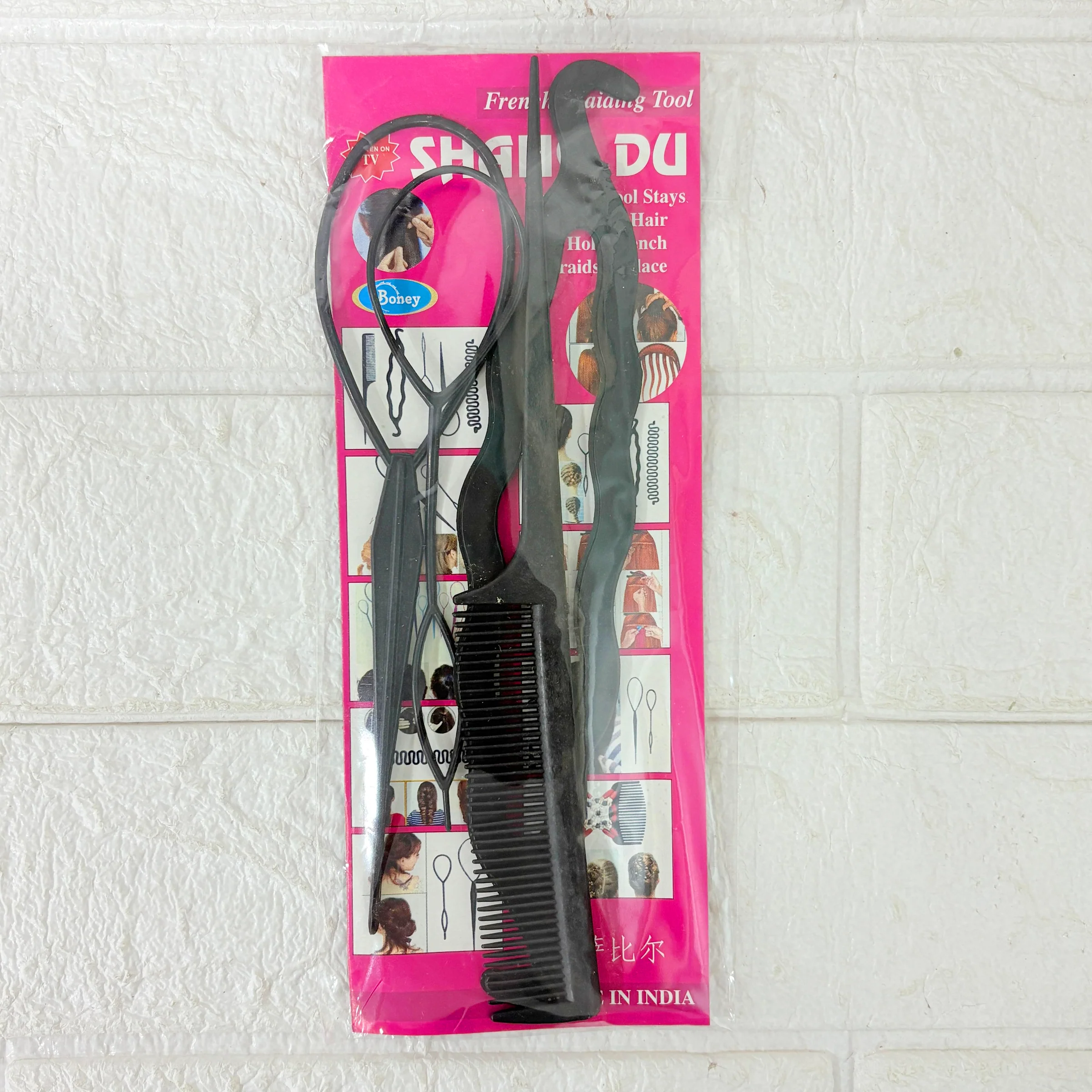 AM6376 Black Set of 4 Unique Hair Styling Tool Kit for Women & Girls - Image 4