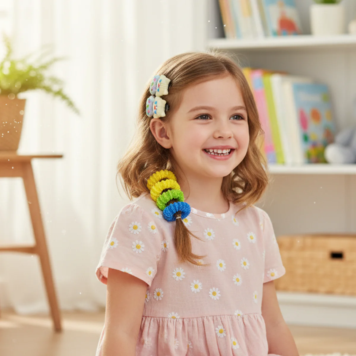 AM6375 Mix Colorful Fuzzy Hair Elastics and Cartoon Animal Hair Clip Set for Girls - Image 2