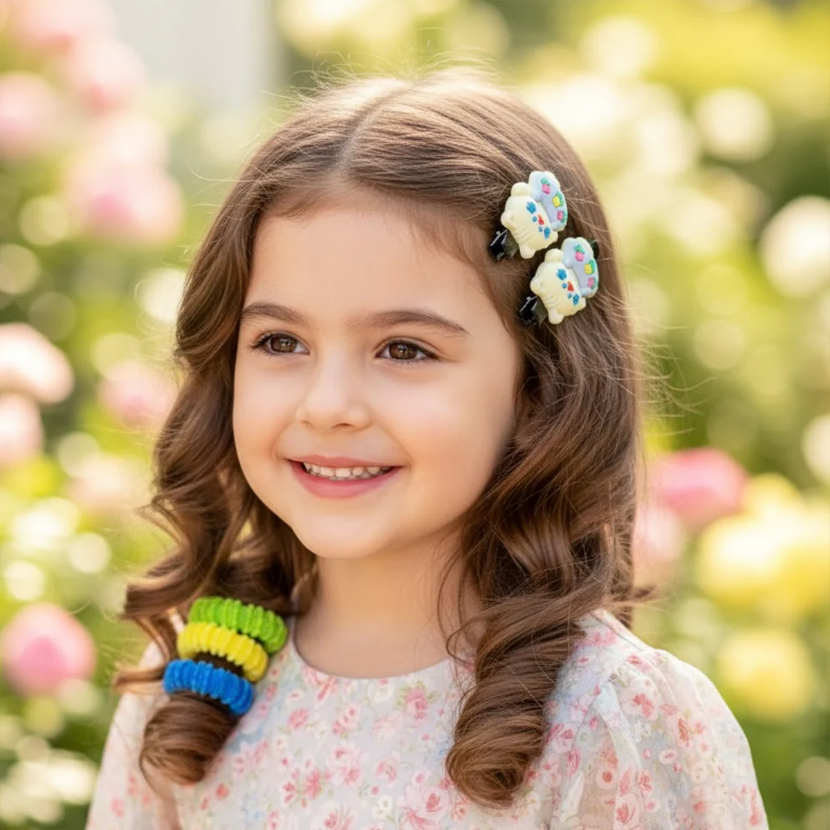 AM6375 Mix Colorful Fuzzy Hair Elastics and Cartoon Animal Hair Clip Set for Girls - Image 4