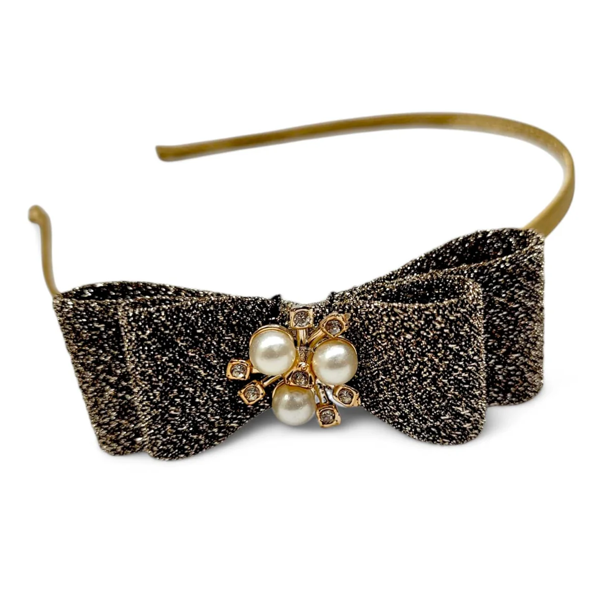 AM6380 Multicolour Elegant Glitter Bow Hairband with Pearl & Stone Centerpiece - Image 5