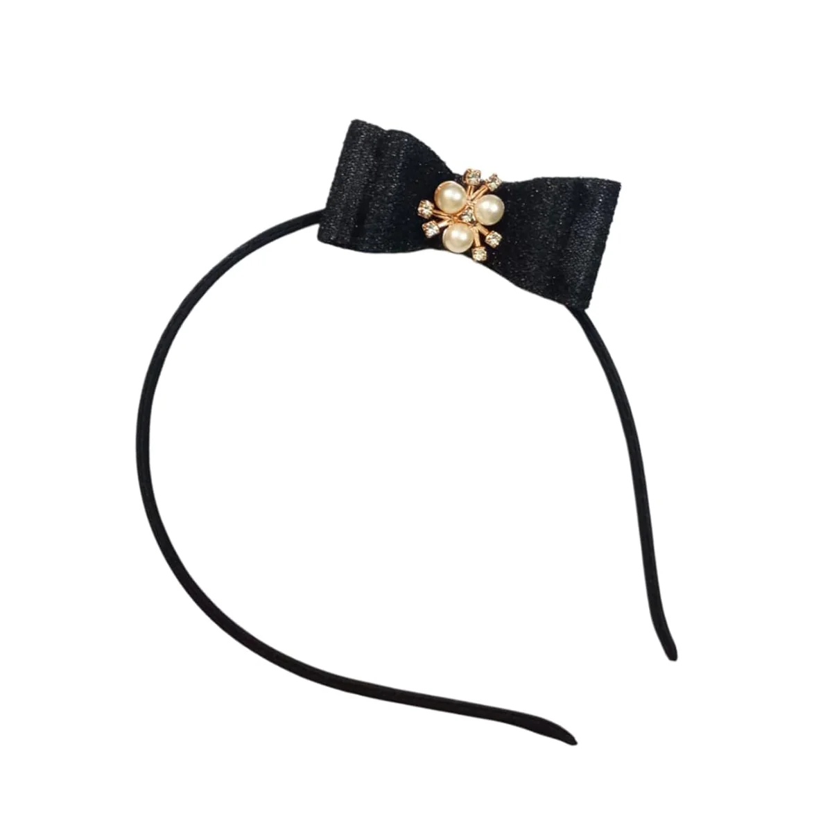 AM6380 Multicolour Elegant Glitter Bow Hairband with Pearl & Stone Centerpiece - Image 6