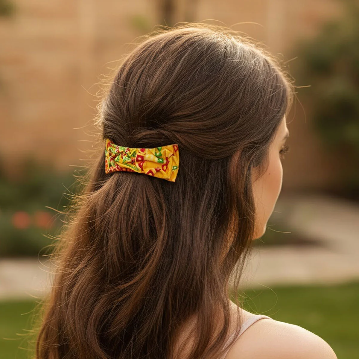AM6386 Mix Design Printed Fabric Hair Clip - 1pc - Image 3