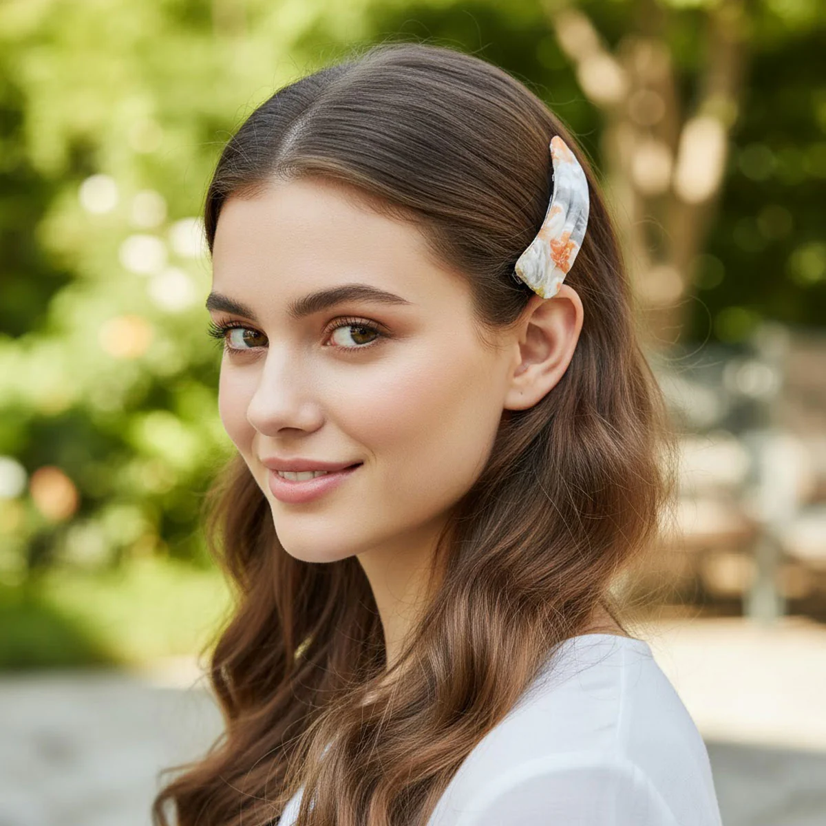 AM6394 Mix fabric-covered snap hair clip with a floral pattern - 1pc - Image 3