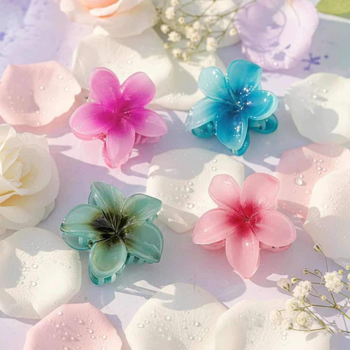 AM6398 Mix Jelly Flower Mini Hair Claw Clip for Women and Girls - Small (1pc) - Image 2