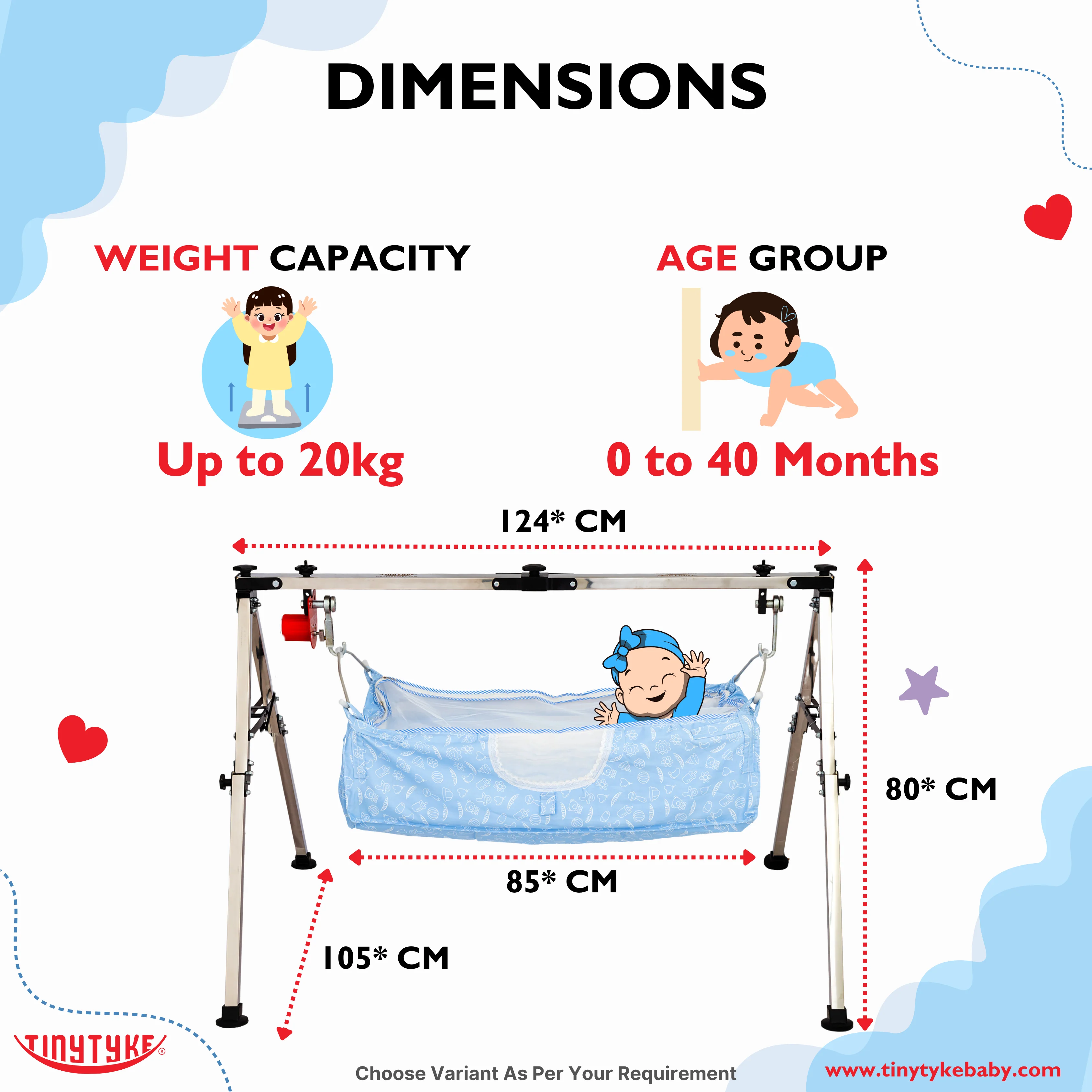 AM6458 TinyTyke- Automatic Baby Cradle Square Pipe - Fully Foldable (A-2S) - Image 4