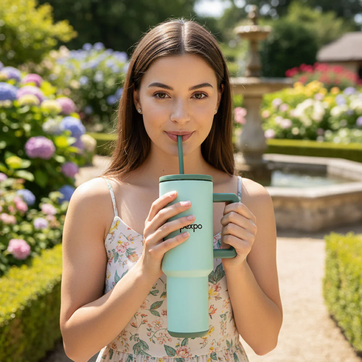 AM6486 Pexpo Stanzy Premium Stainless Steel Tumbler with Straw (1200 ml) - Image 2