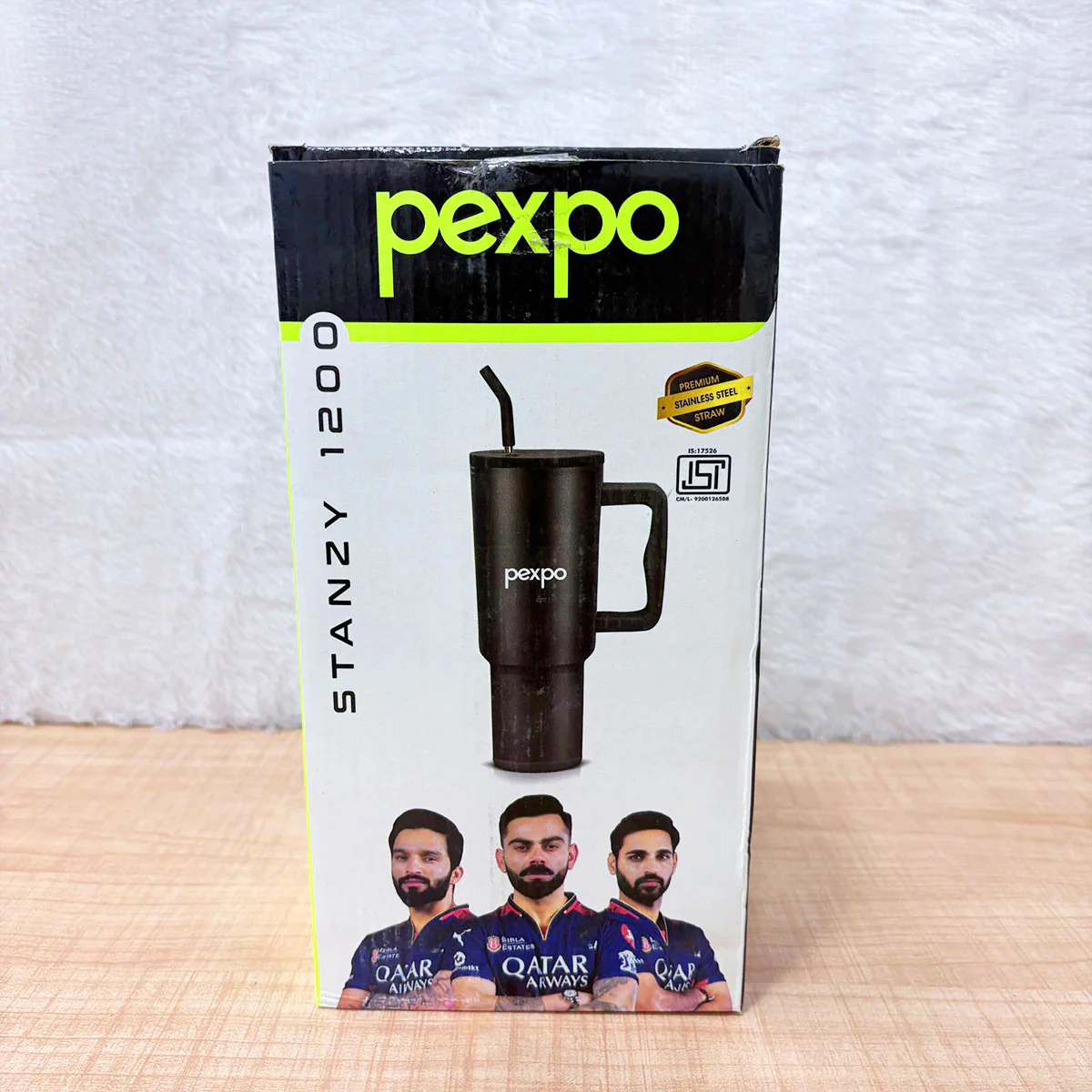 AM6486 Pexpo Stanzy Premium Stainless Steel Tumbler with Straw (1200 ml) - Image 4