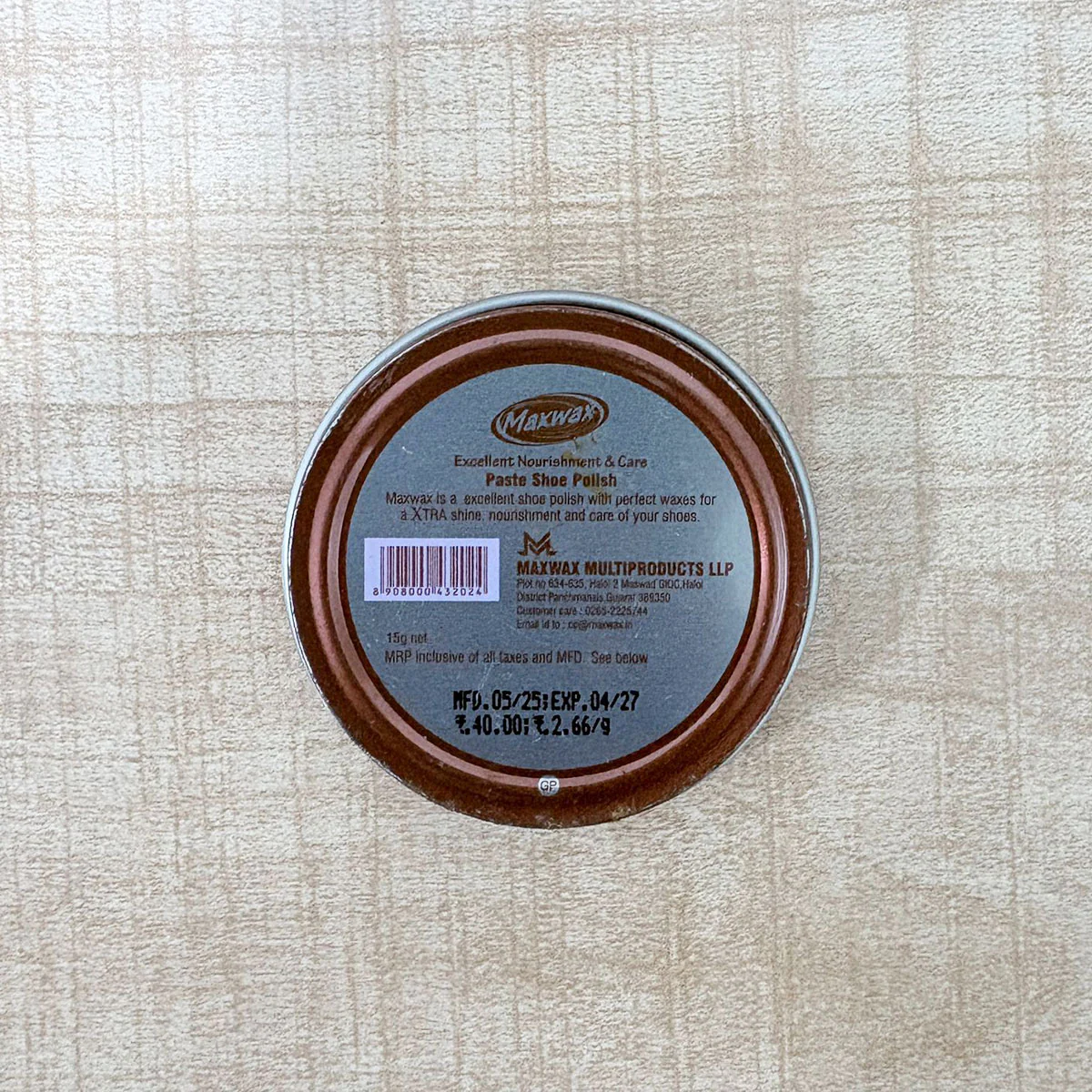 AM6495 Maxwax Xtra Shine Paste Shoe Polish - Brown (15g) - Image 4