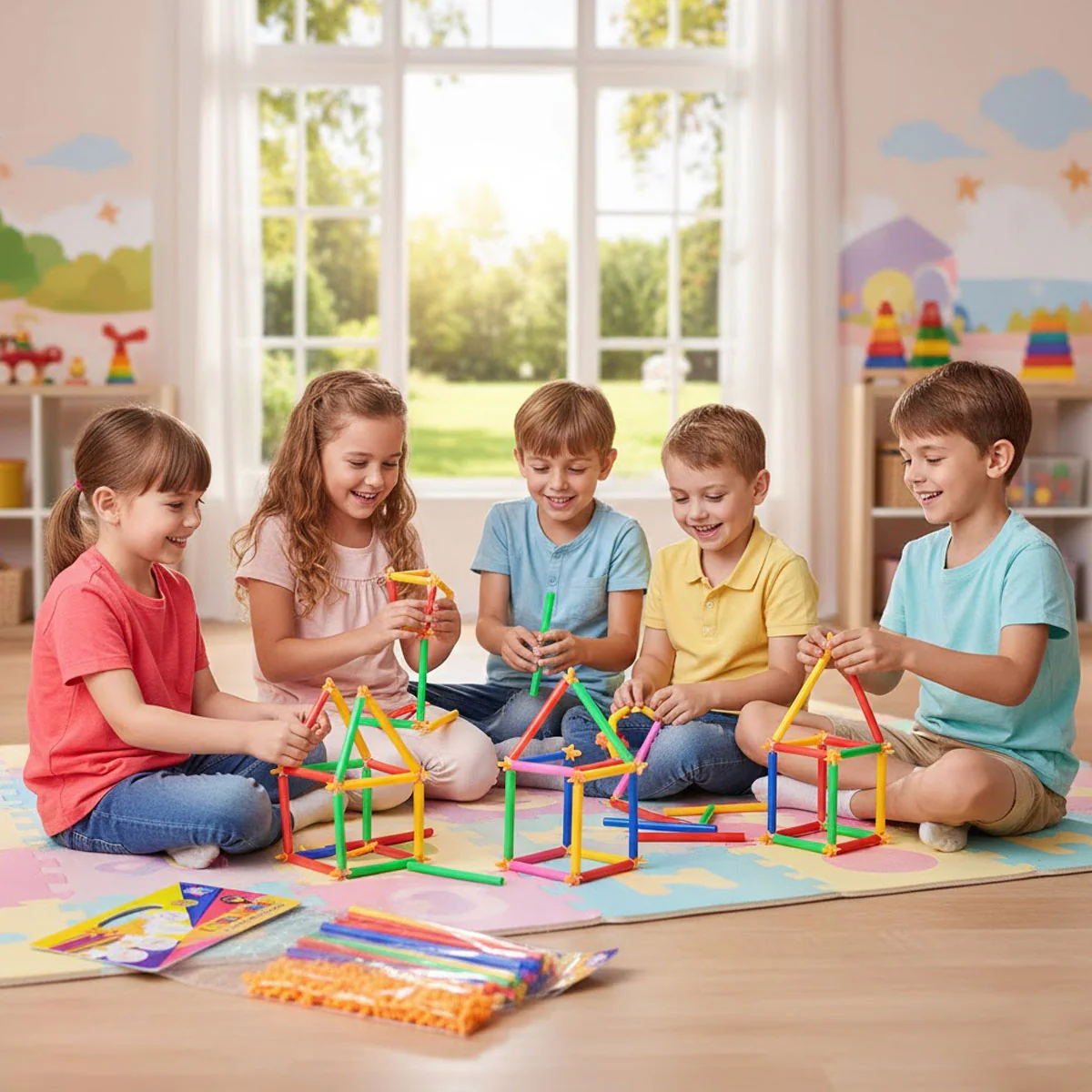 AM6514 Intelligence Plastic Pipe Blocks & Connectors Construction Set for Ages 5+ - Image 2