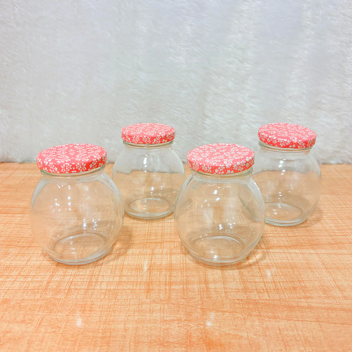 AM6519 YERA Lucia Jars - Round Glass Storage Jars with Floral Print Lids (Set of 4) - Image 4