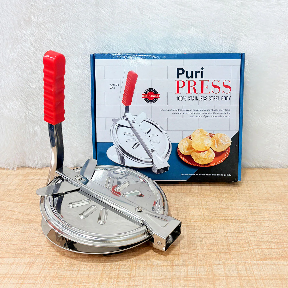 AM6533 Stainless Steel Puri & Roti Press Machine with Anti-Slip Grip - Small - Image 5