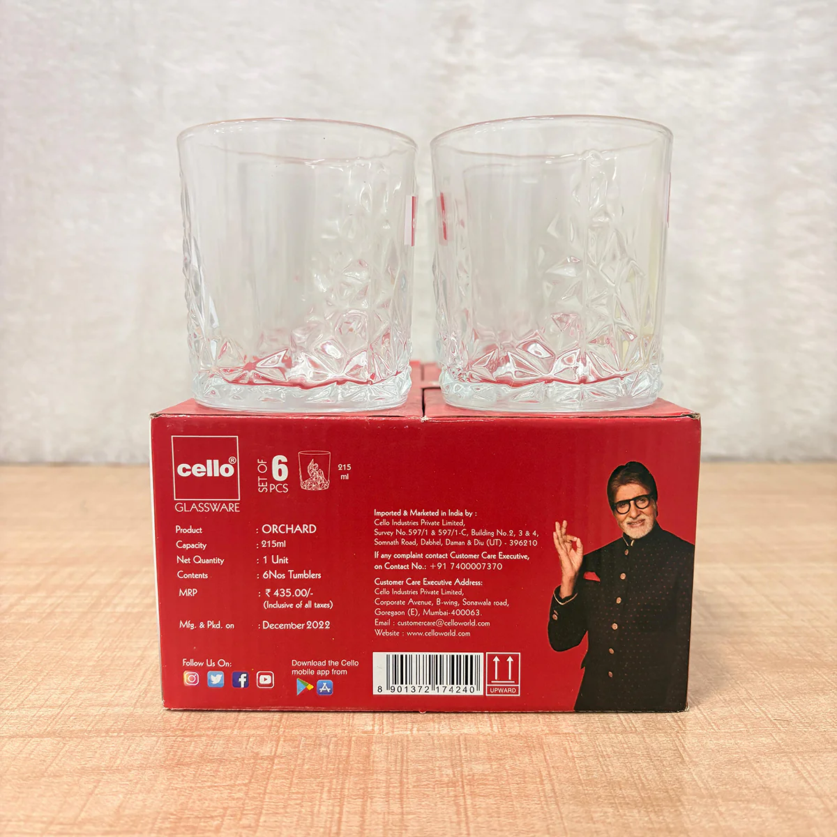 AM6540 Cello Orchard Glass Tumblers - Set of 6 (215ml) - Image 2