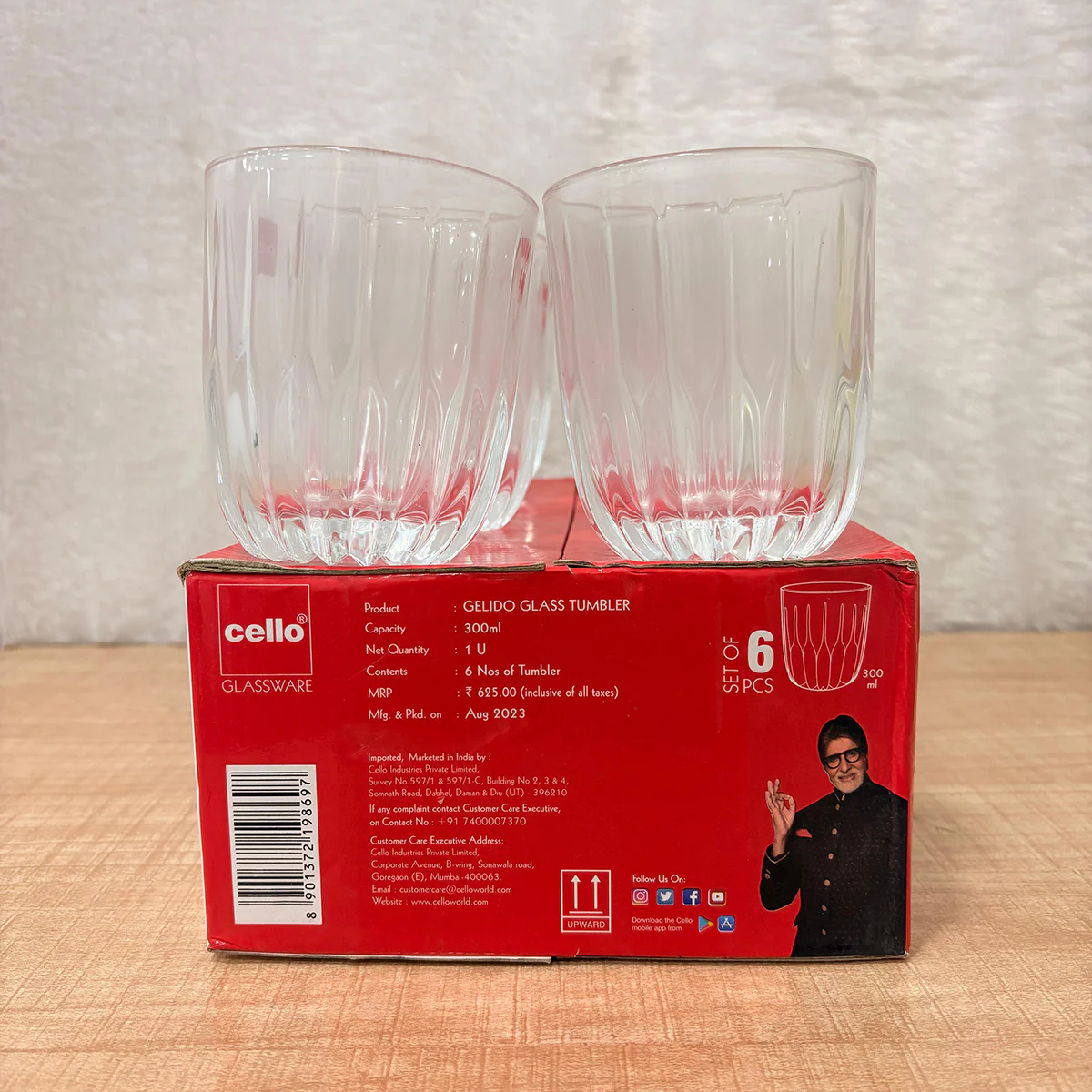 AM6541 Cello Gelido Premium Glass Tumbler Set - 300ml (Set of 6) - Image 2