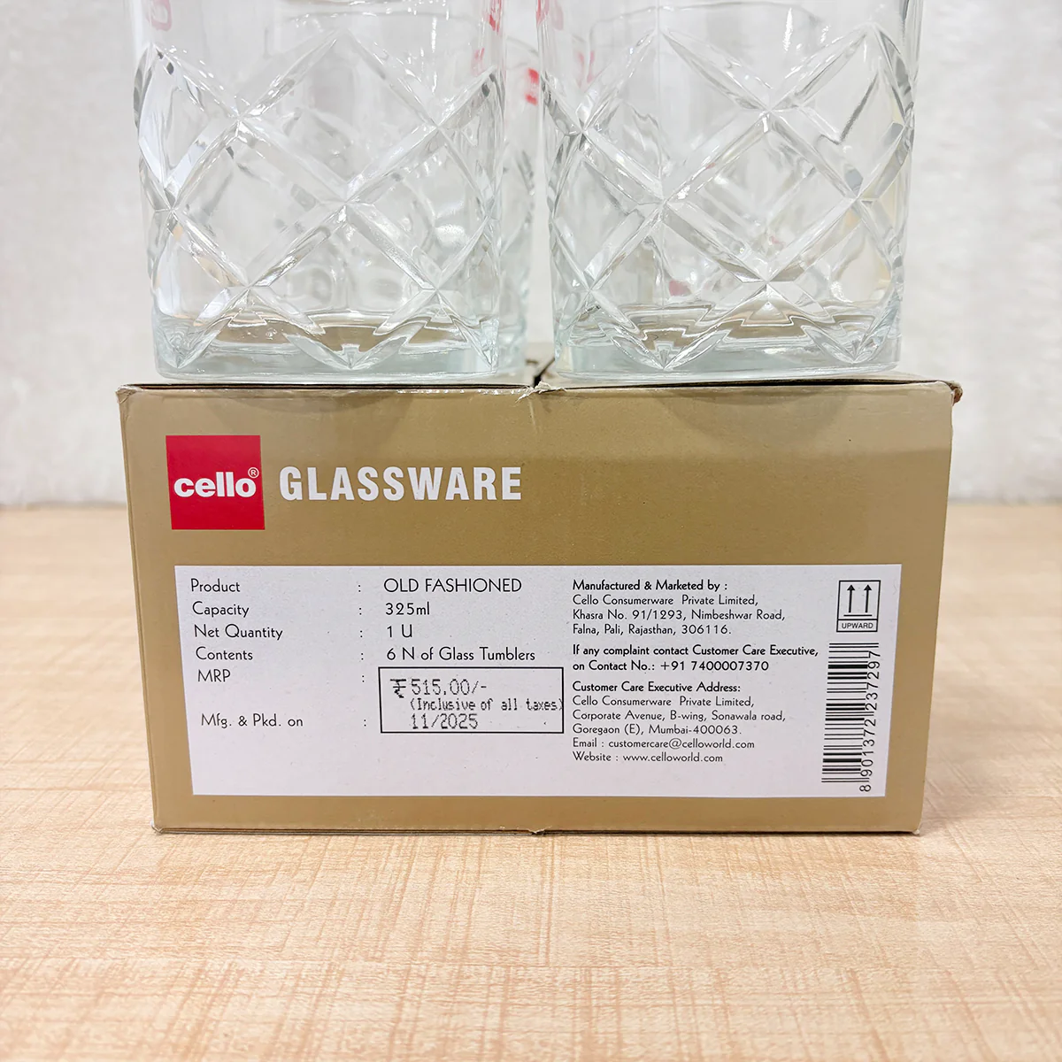 AM6561 Cello Glassware Old Fashioned K-Series Glass Tumblers (325ml, Set of 6) - Image 2