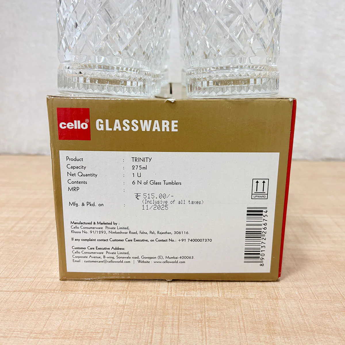 AM6562 Cello Trinity K-Series Glass Tumbler Set, 275ml (Set of 6) - Image 2