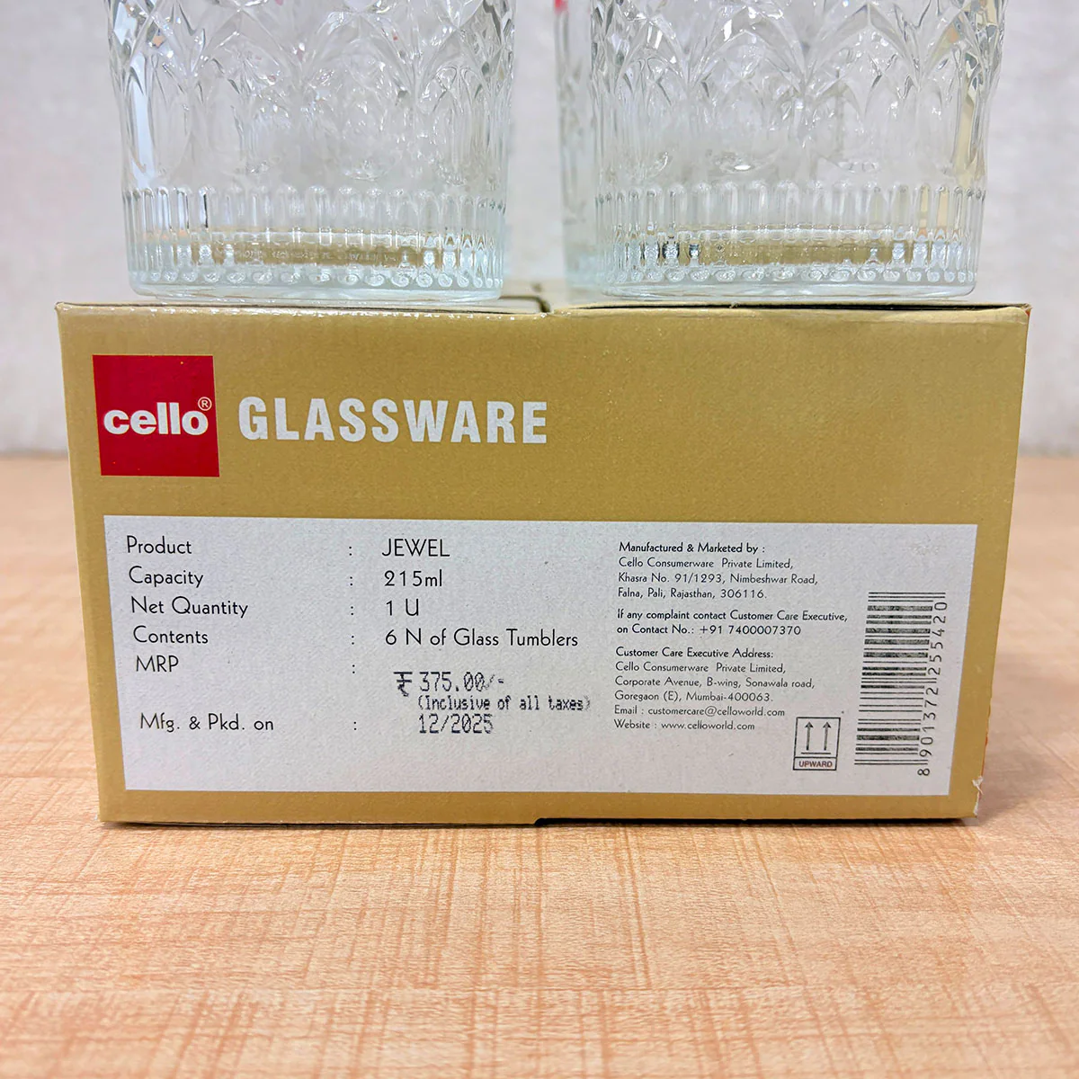 AM6566 Cello Jewel K-Series Glass Tumbler Set - 215ml (Set of 6) - Image 2