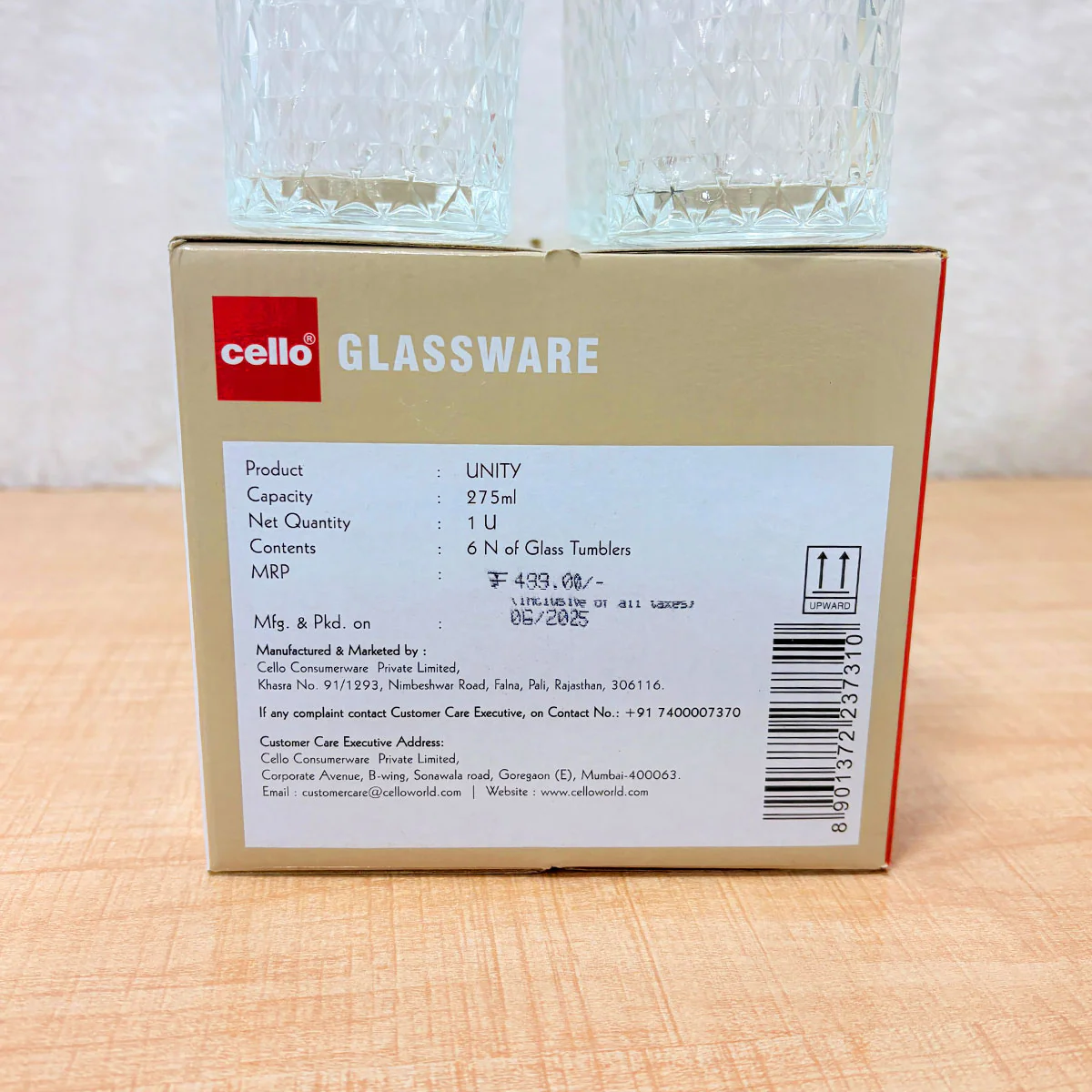 AM6570 Cello Unity K-Series Glass Tumbler Set (275ml, Set of 6) - Image 2