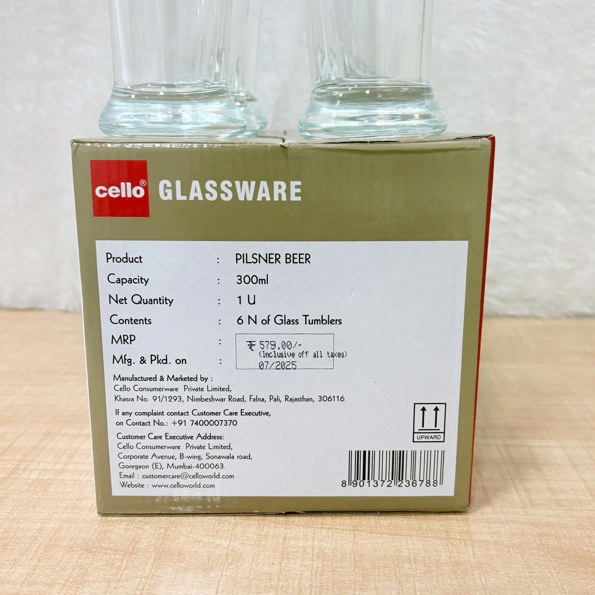 AM6578 Cello Pilsner Beer Glass Set - 300ml (Set of 6) - Image 2