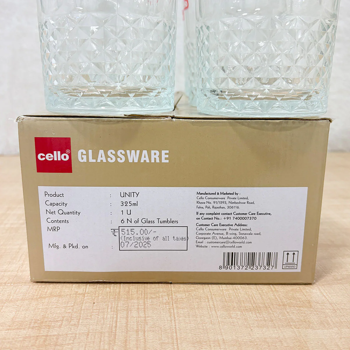 AM6586 Cello Unity K-Series Glass Tumbler Set, 325ml (Set of 6) - Image 2