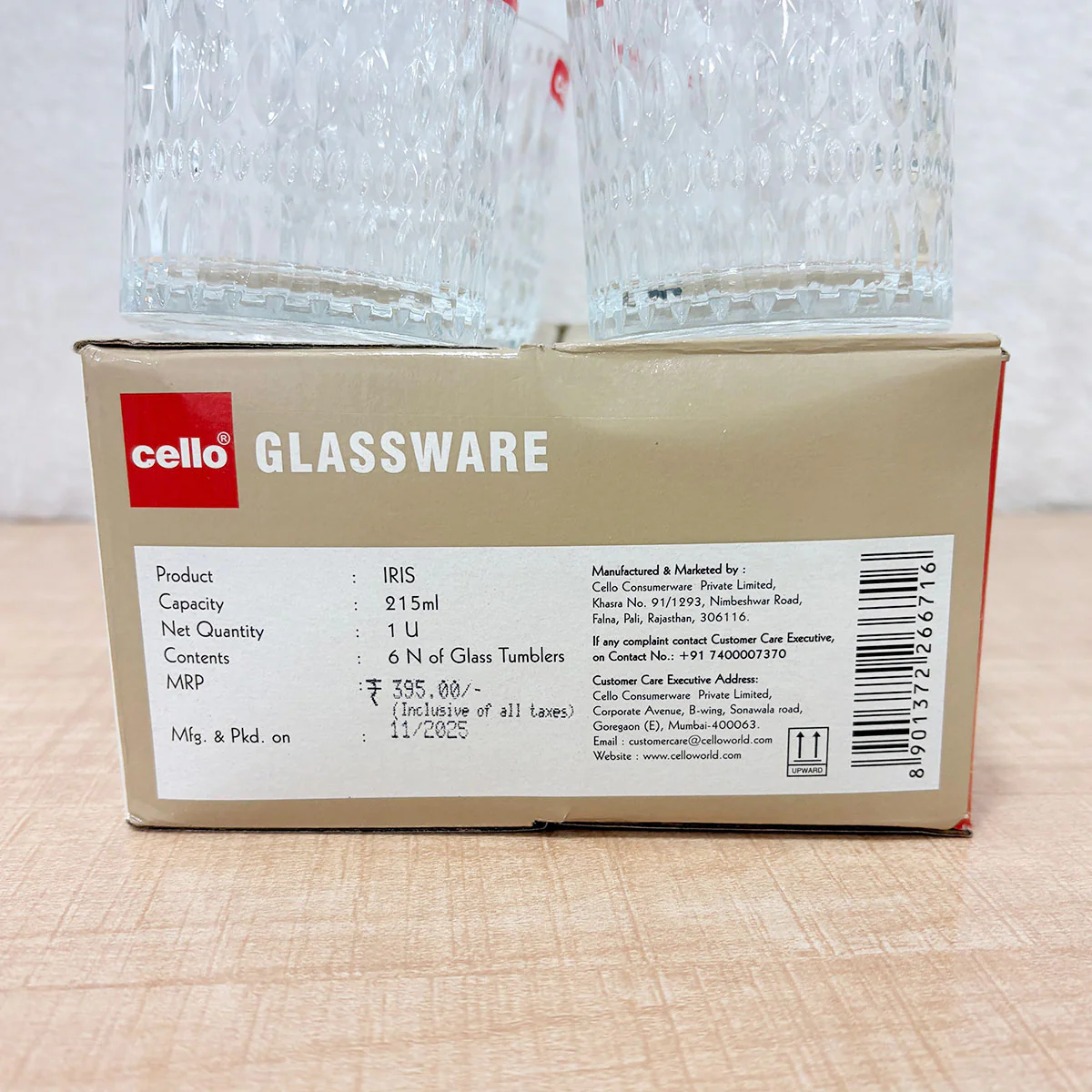 AM6593 Cello Iris K-Series Glass Tumbler Set, 215ml (Set of 6) - Image 2