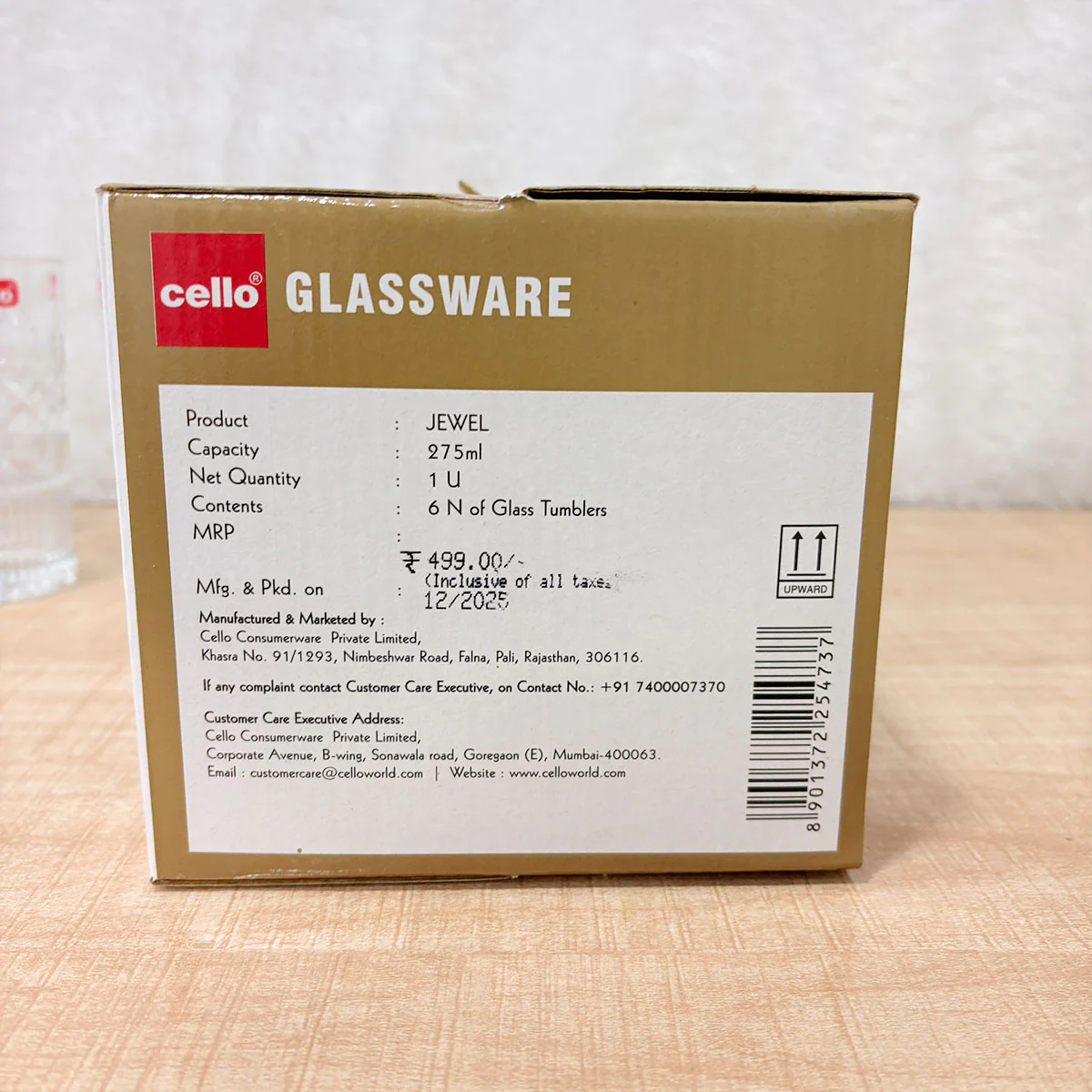 AM6605 Cello Jewel K-Series Glass Tumbler Set, 275ml (Pack of 6) - Image 2