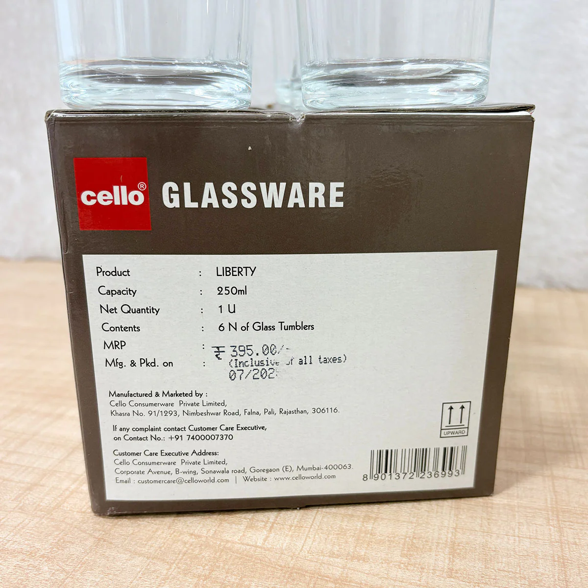 AM6614 Cello Liberty P-Series Glass Tumbler Set, 250ml (Set of 6) - Image 2