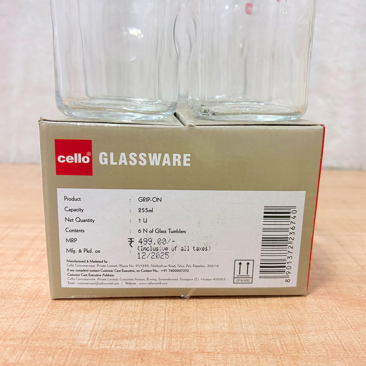 AM6618 Cello Grip-On PB-Series Glass Tumbler Set, 255ml (Set of 6) - Image 2