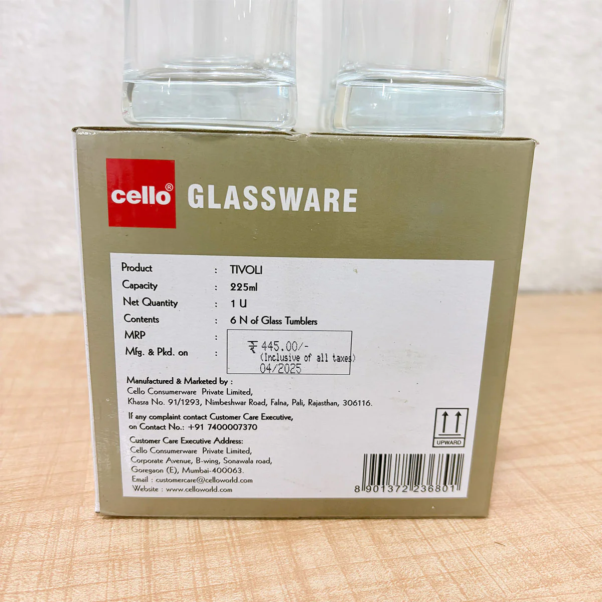 AM6622 Cello Tivoli Glass Tumbler Set - 225ml (Set of 6) - Image 2